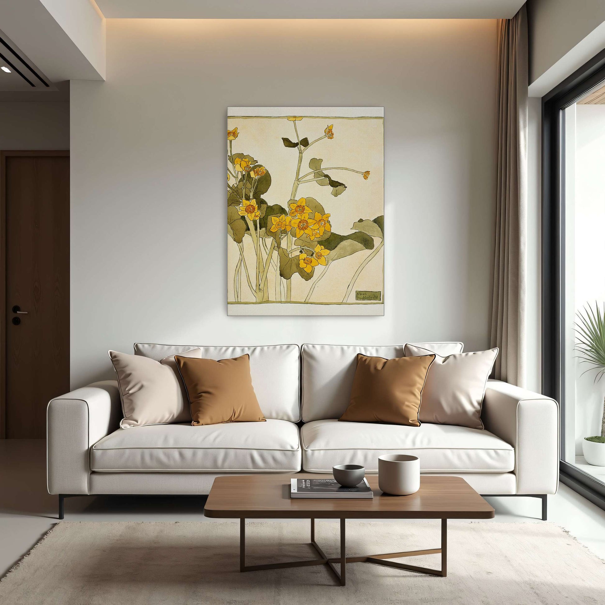 Marsh marigold botanical art by Hannah Borger Overbeck