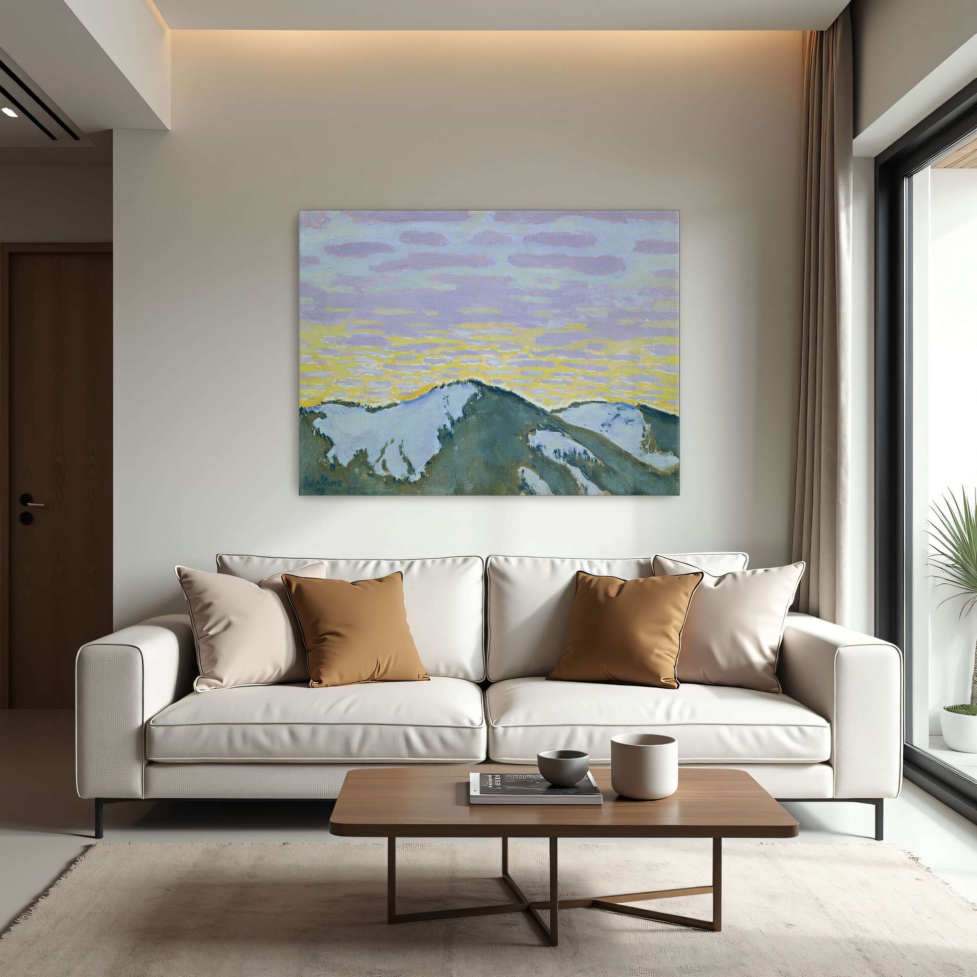 Snowy mountain peaks at dusk by Koloman Moser