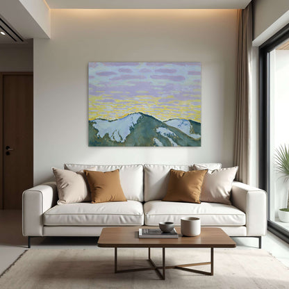 Snowy mountain peaks at dusk by Koloman Moser