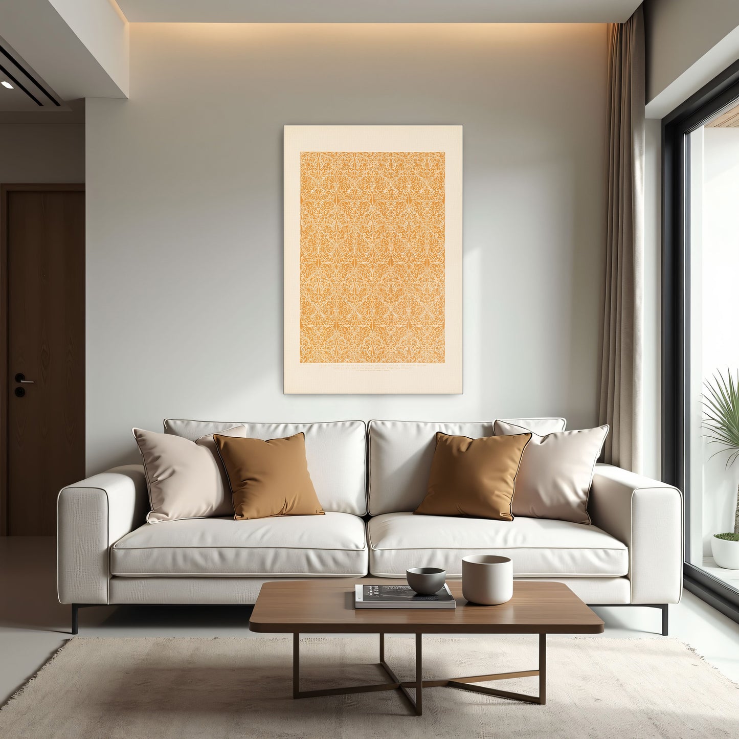 Italian Ornament Design, White On Orange By Sydney Vacher