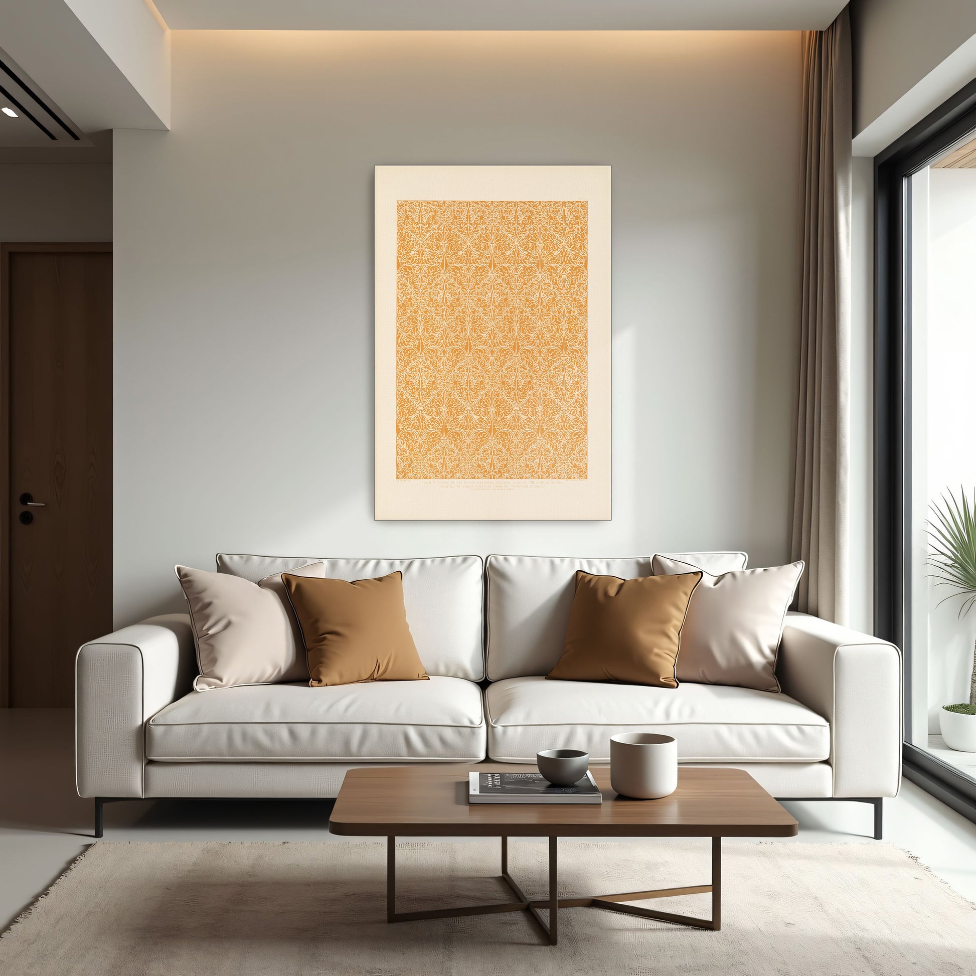 Italian Ornament Design, White On Orange By Sydney Vacher