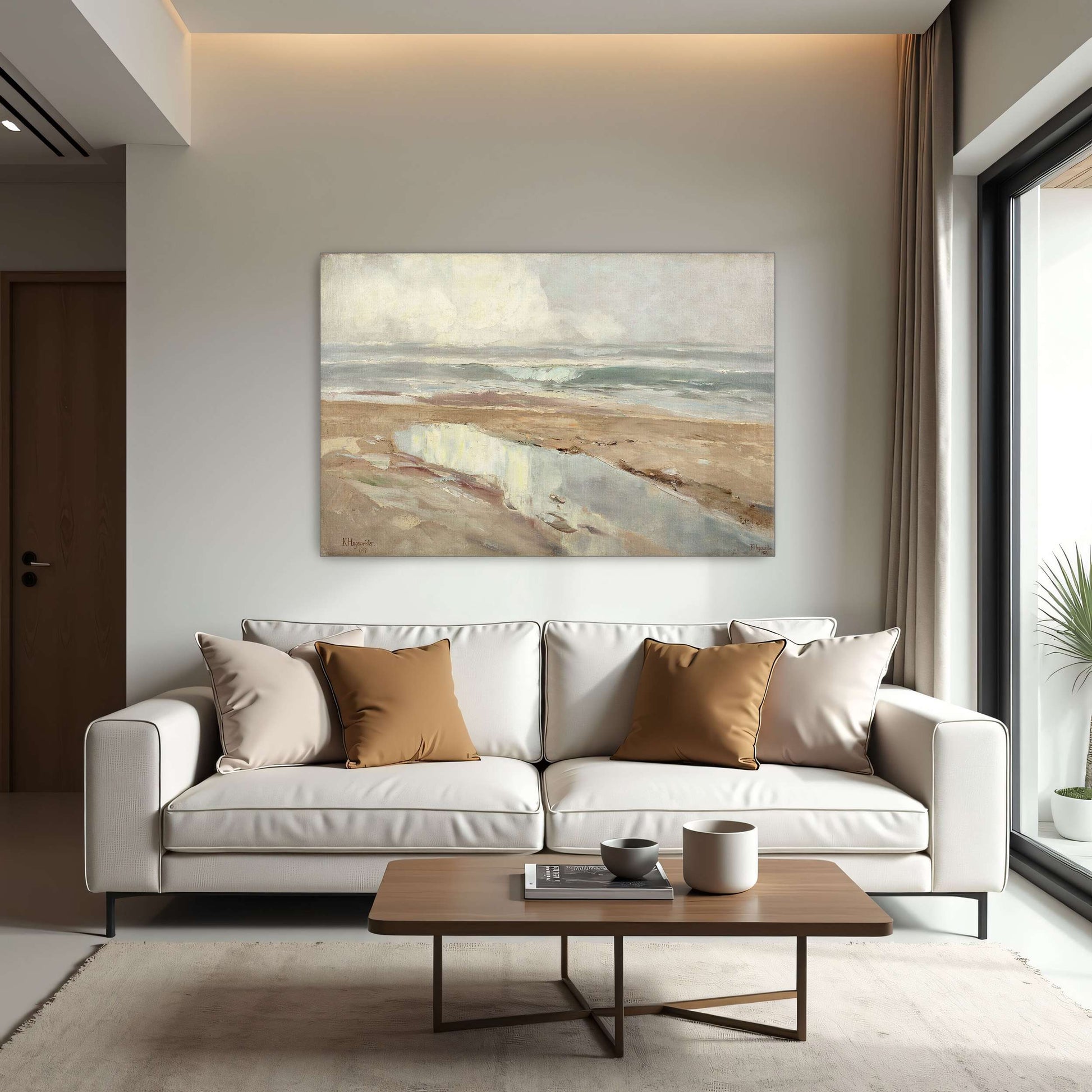 Seascape with a sandy beach by Karl Hagemeister