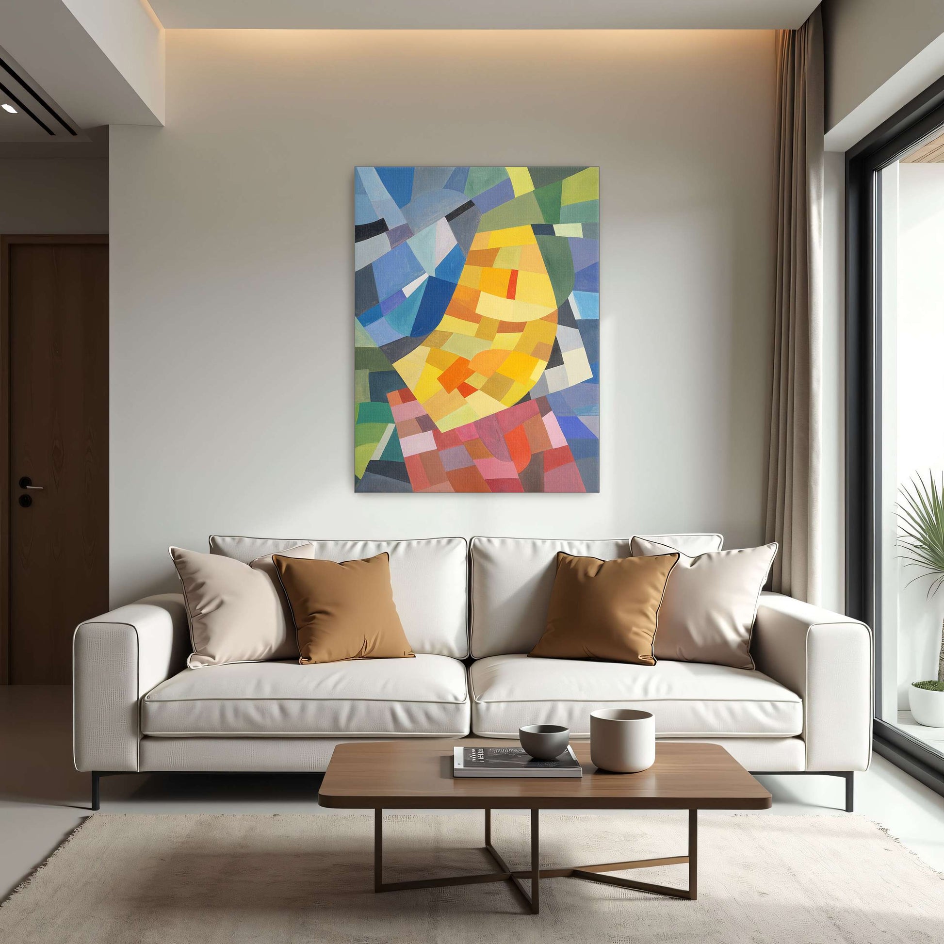 Abstract geometric painting with yellow and red by Otto Freundlich
