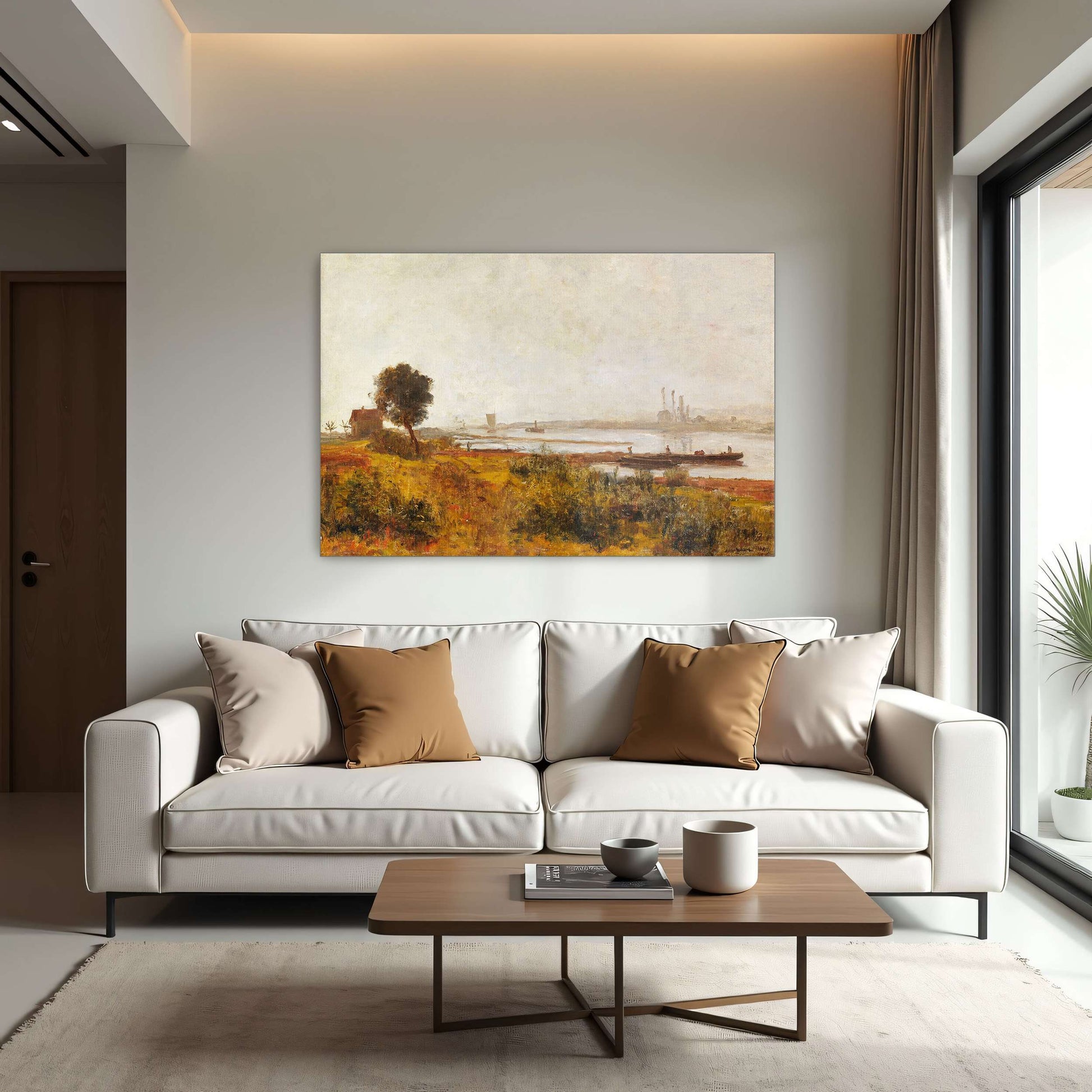 River Landscape with Boats and a House by Paul Baum