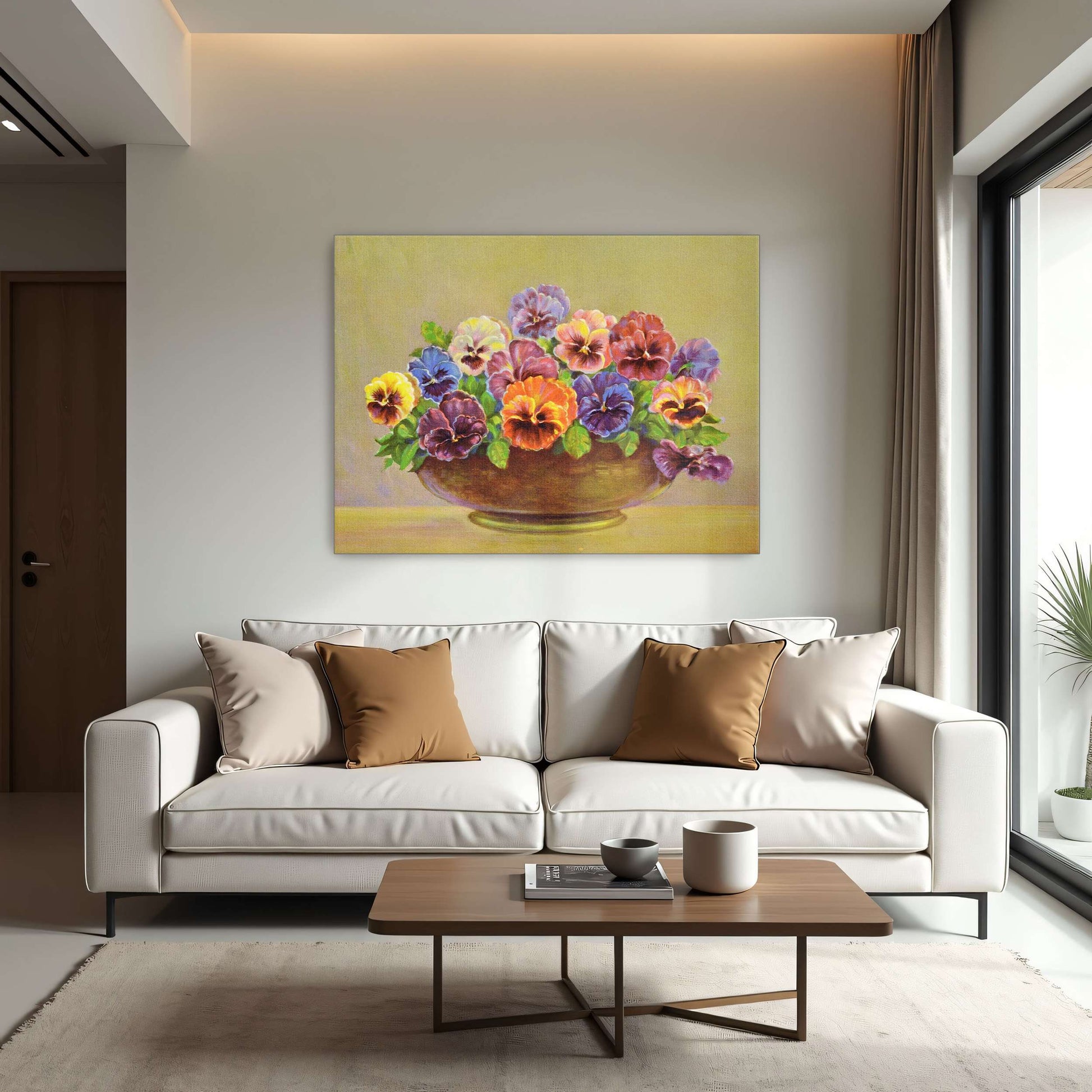 Pansy flowers in a bowl by Lafayette F. Cargill