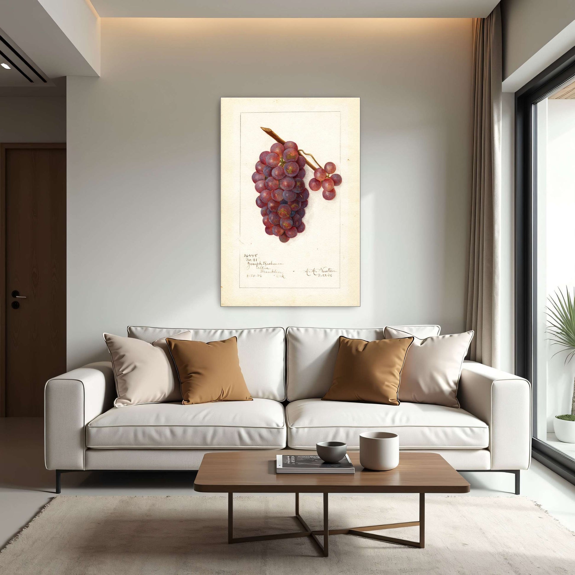 Watercolor painting of grapes by Amanda Almira Newton