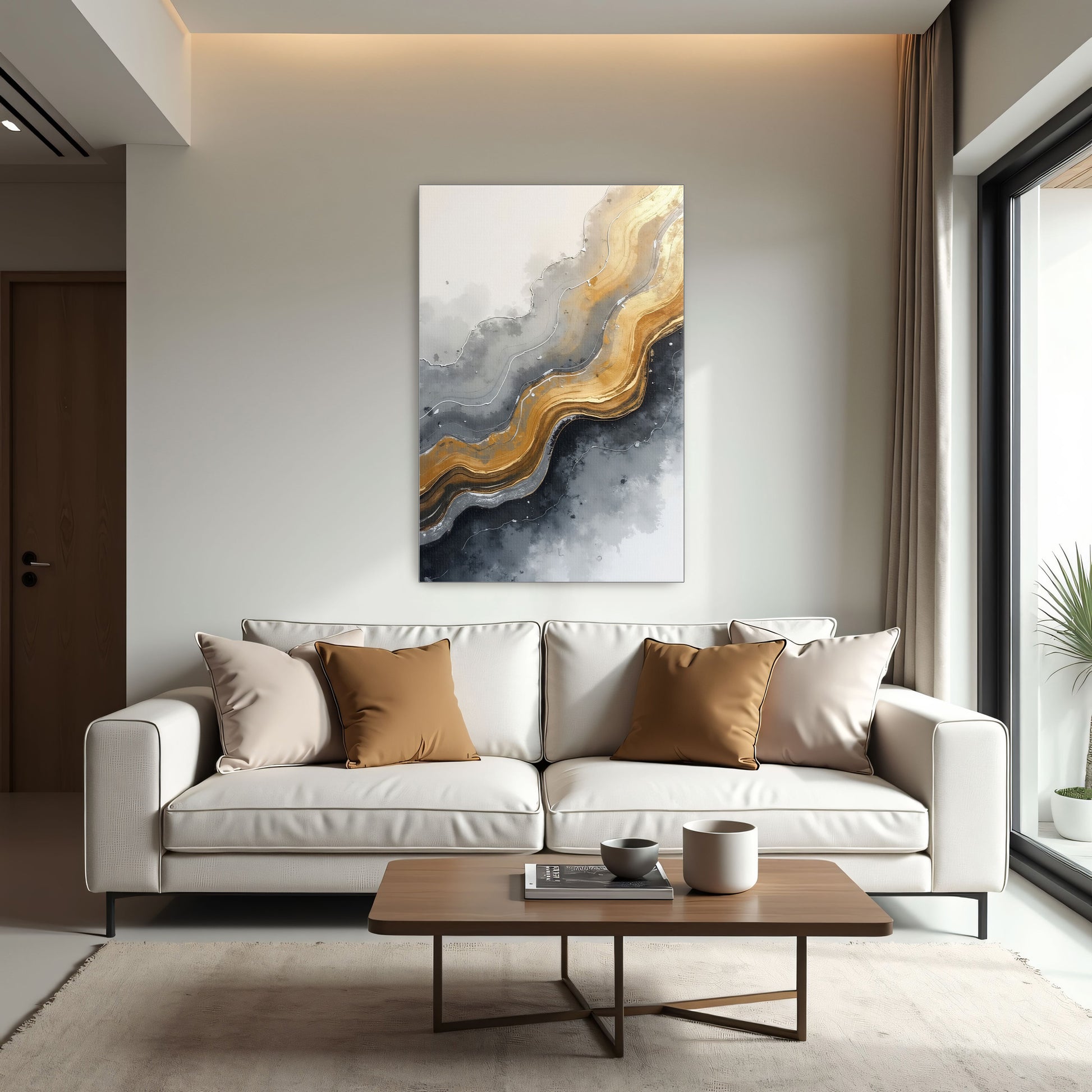 Abstract Gold And Grey Swirls By Yara Rabibzad