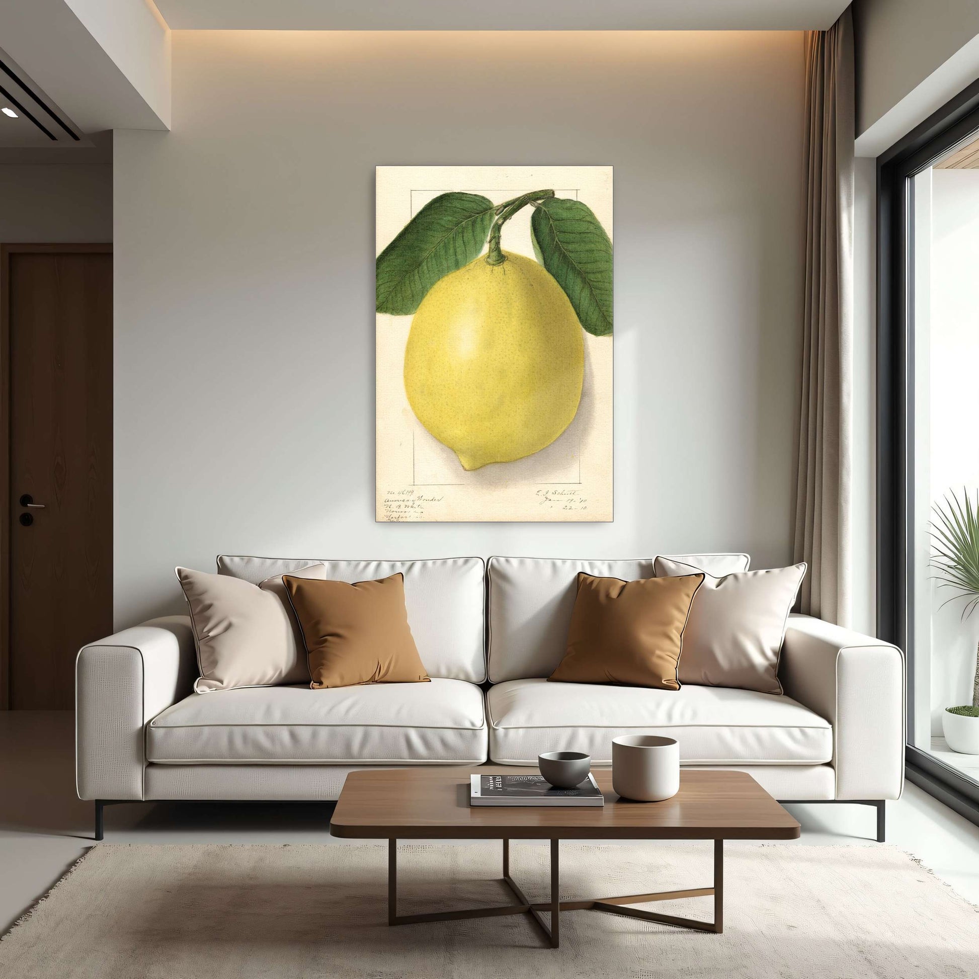 Lemon with leaves watercolor by Ellen Isham Schutt