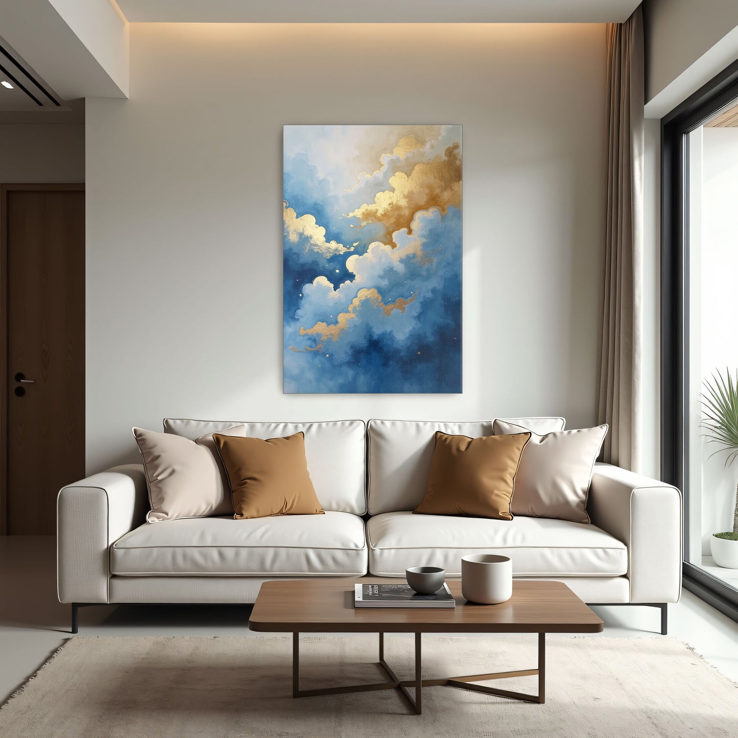 Abstract Gold And Blue Clouds By Yara Rabibzad