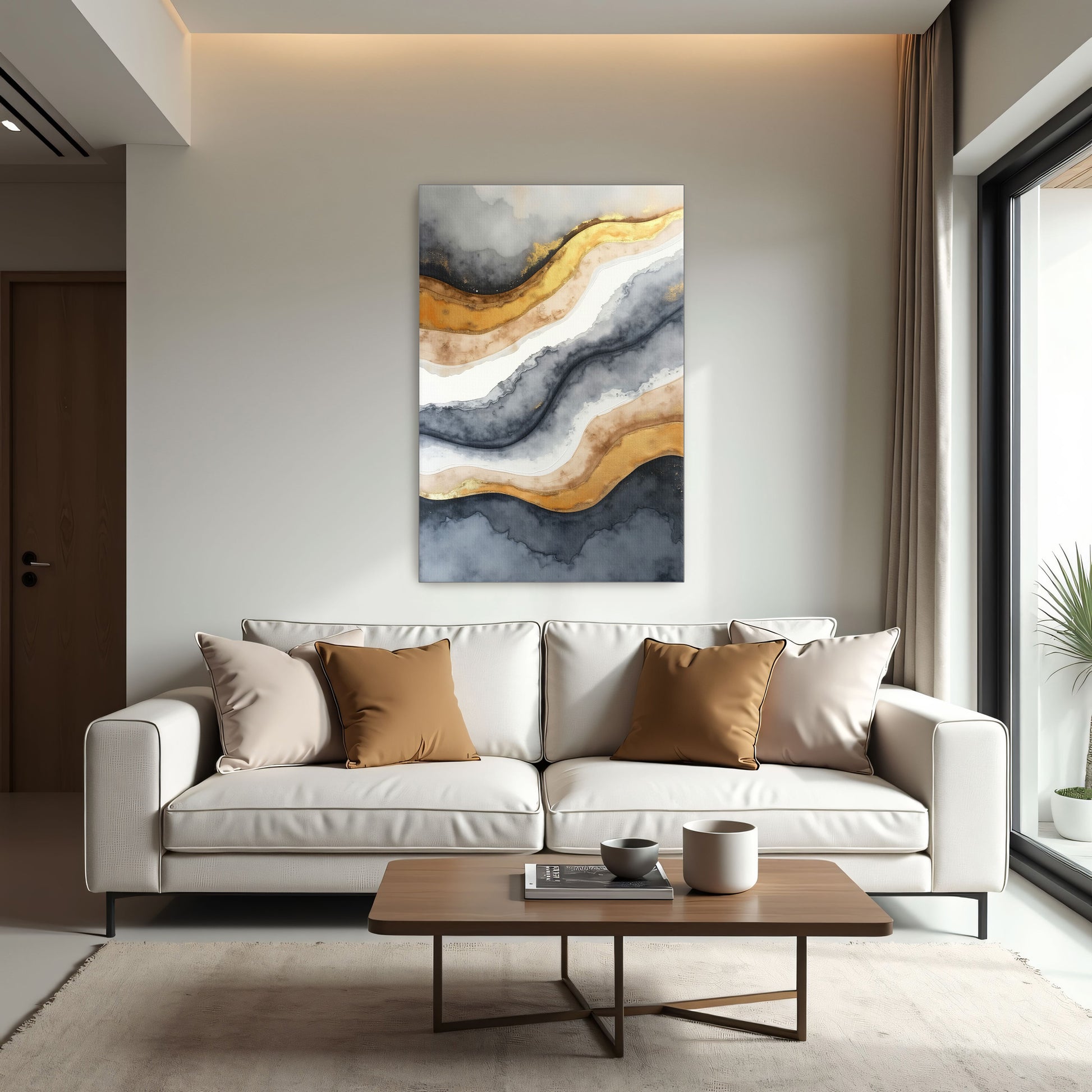 Abstract Gold And Grey Swirls By Yara Rabibzad