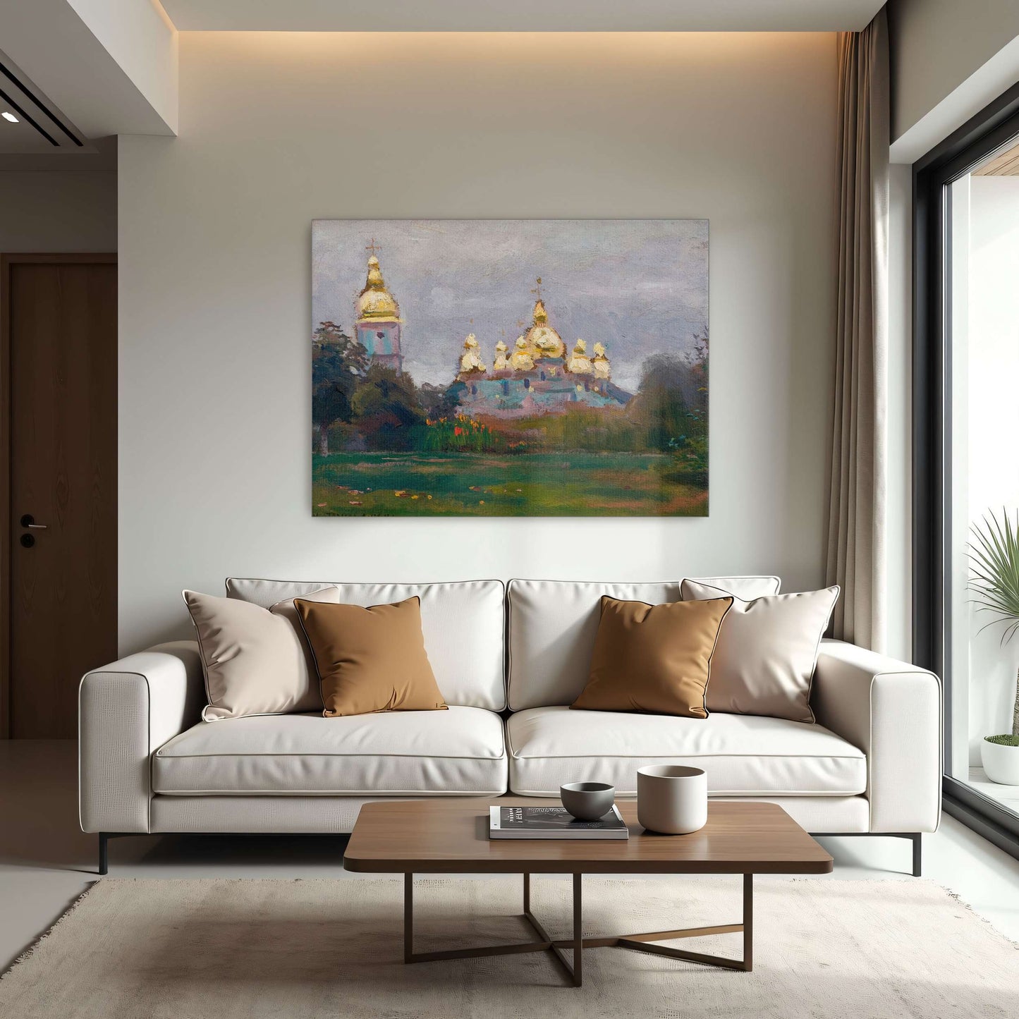 Church with Golden Domes in Landscape by Jan Stanislawski
