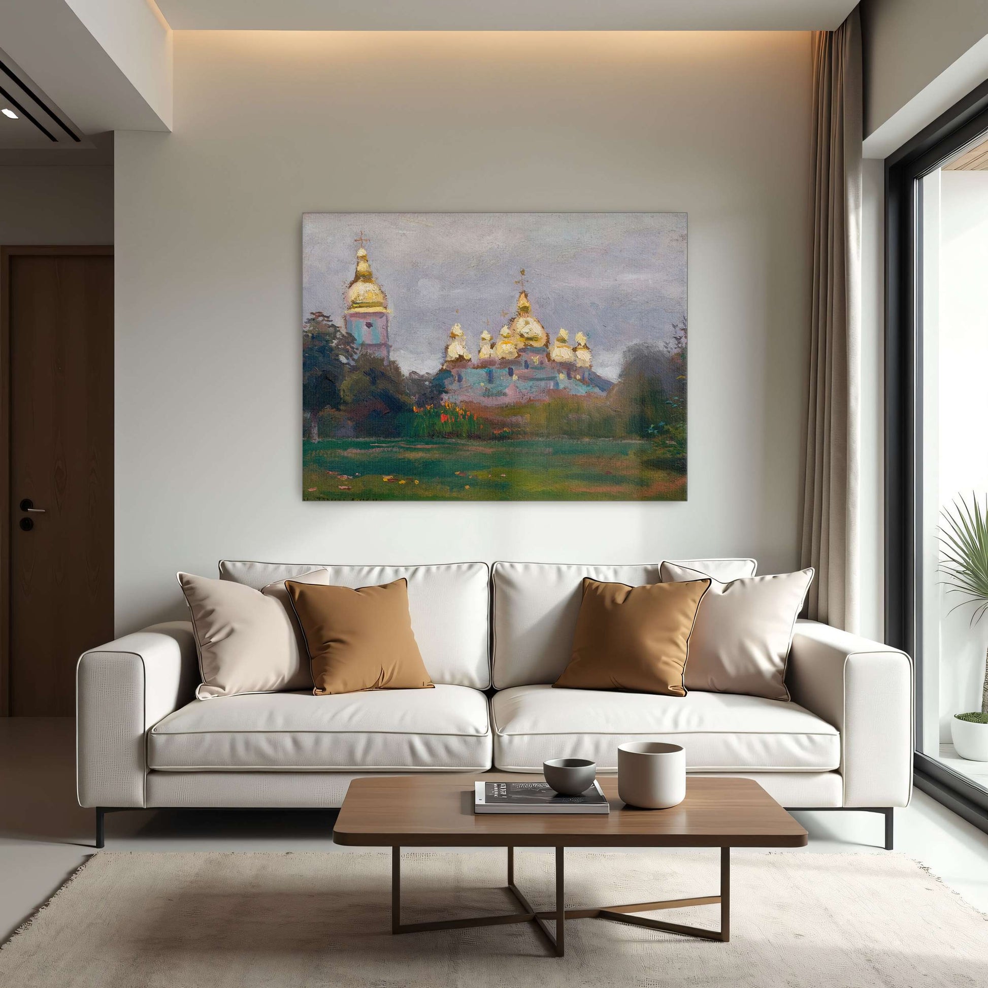 Church with Golden Domes in Landscape by Jan Stanislawski