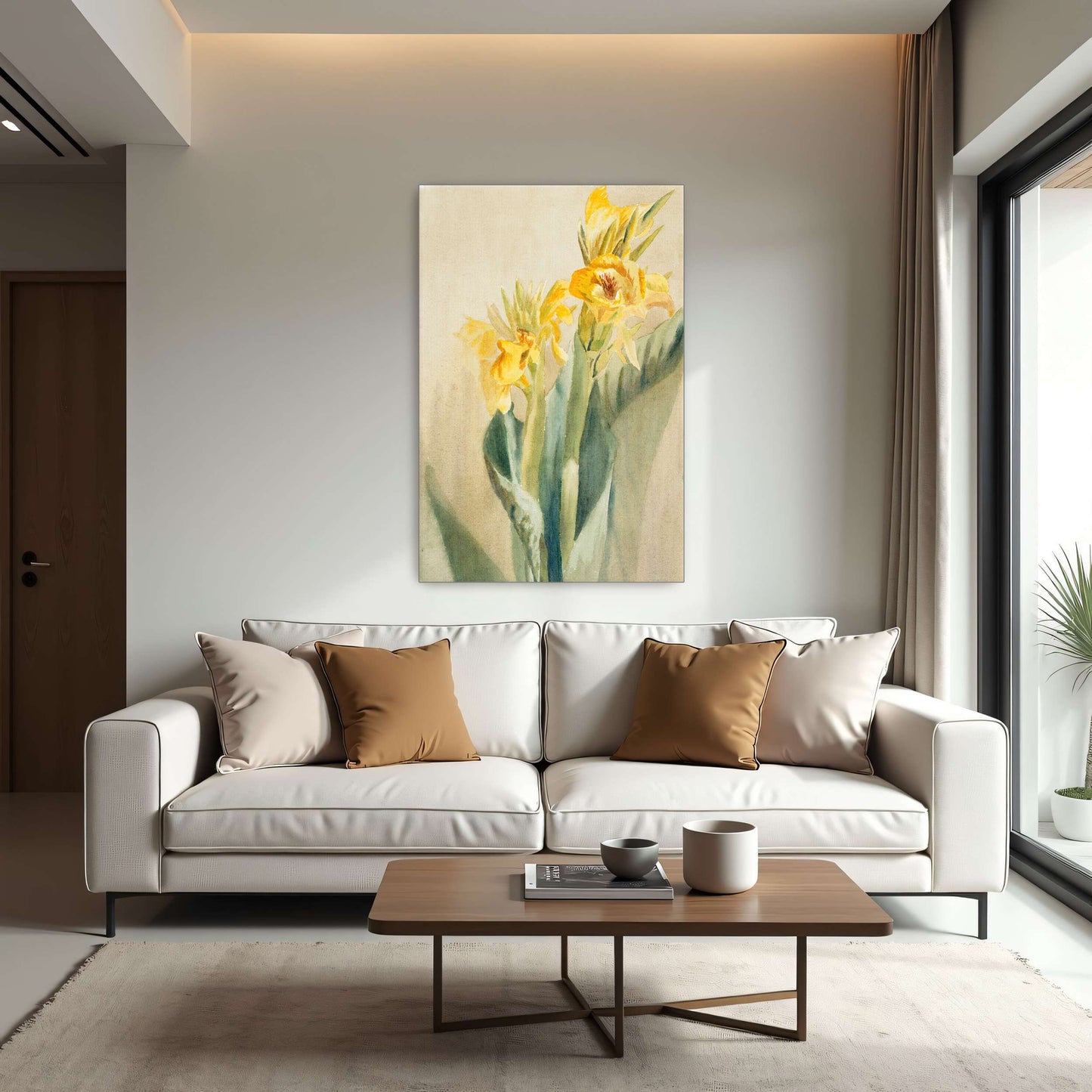 Yellow Canna Lilies Watercolor by Hannah Borger Overbeck