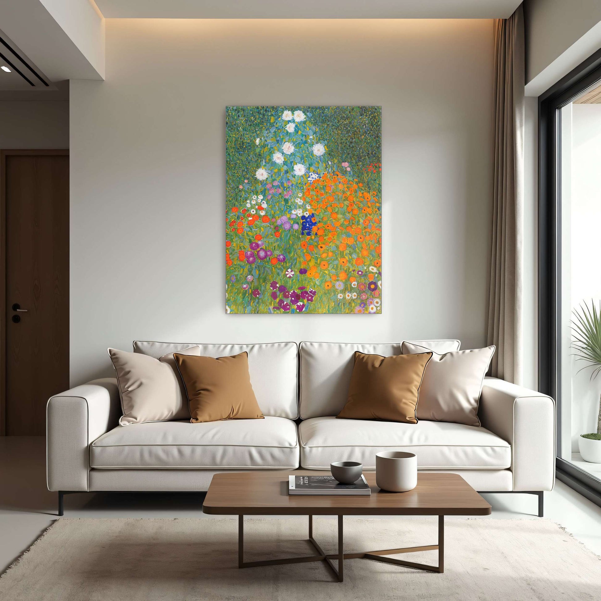 A vibrant garden with colorful flowers by Gustav Klimt