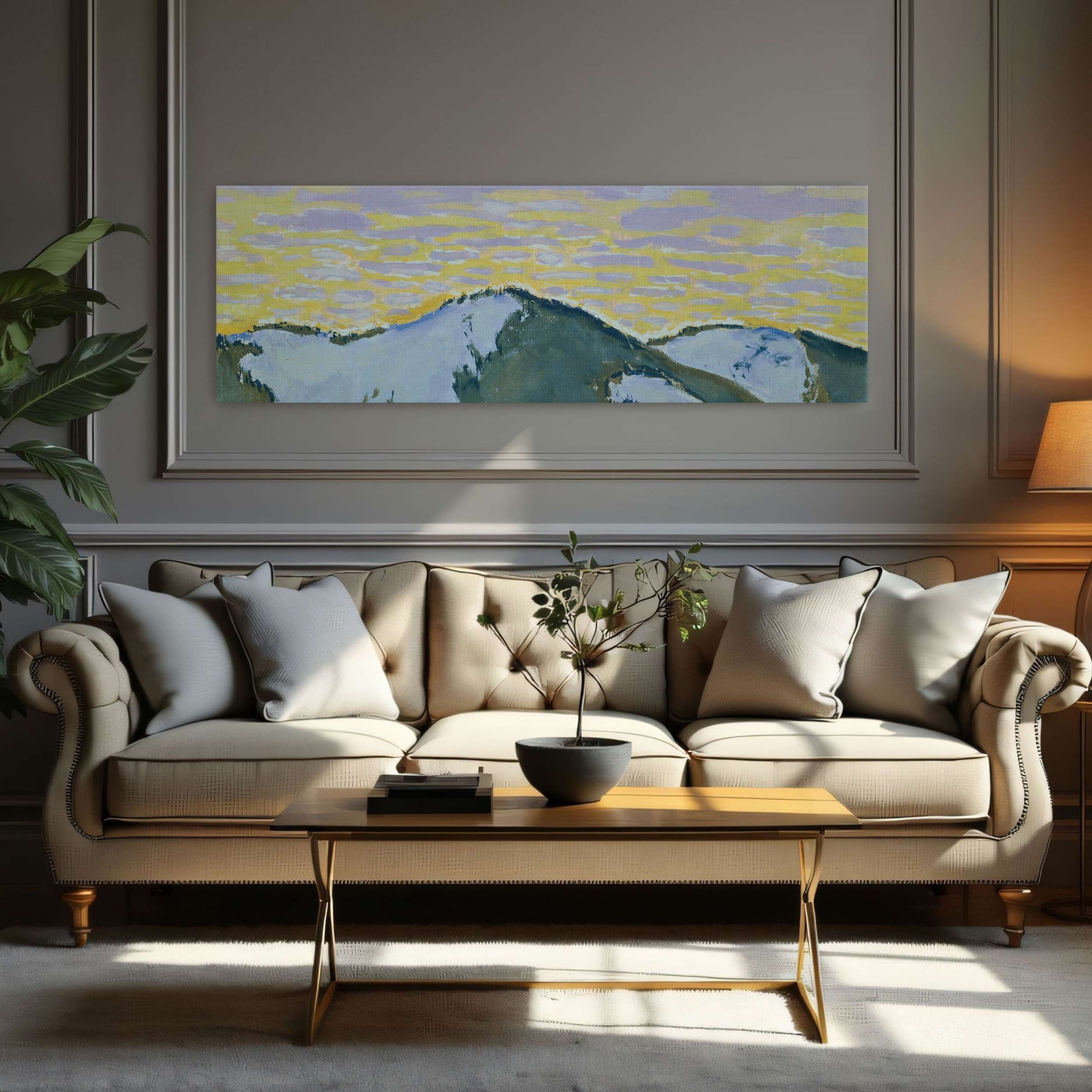 Snowy mountain peaks at dusk by Koloman Moser