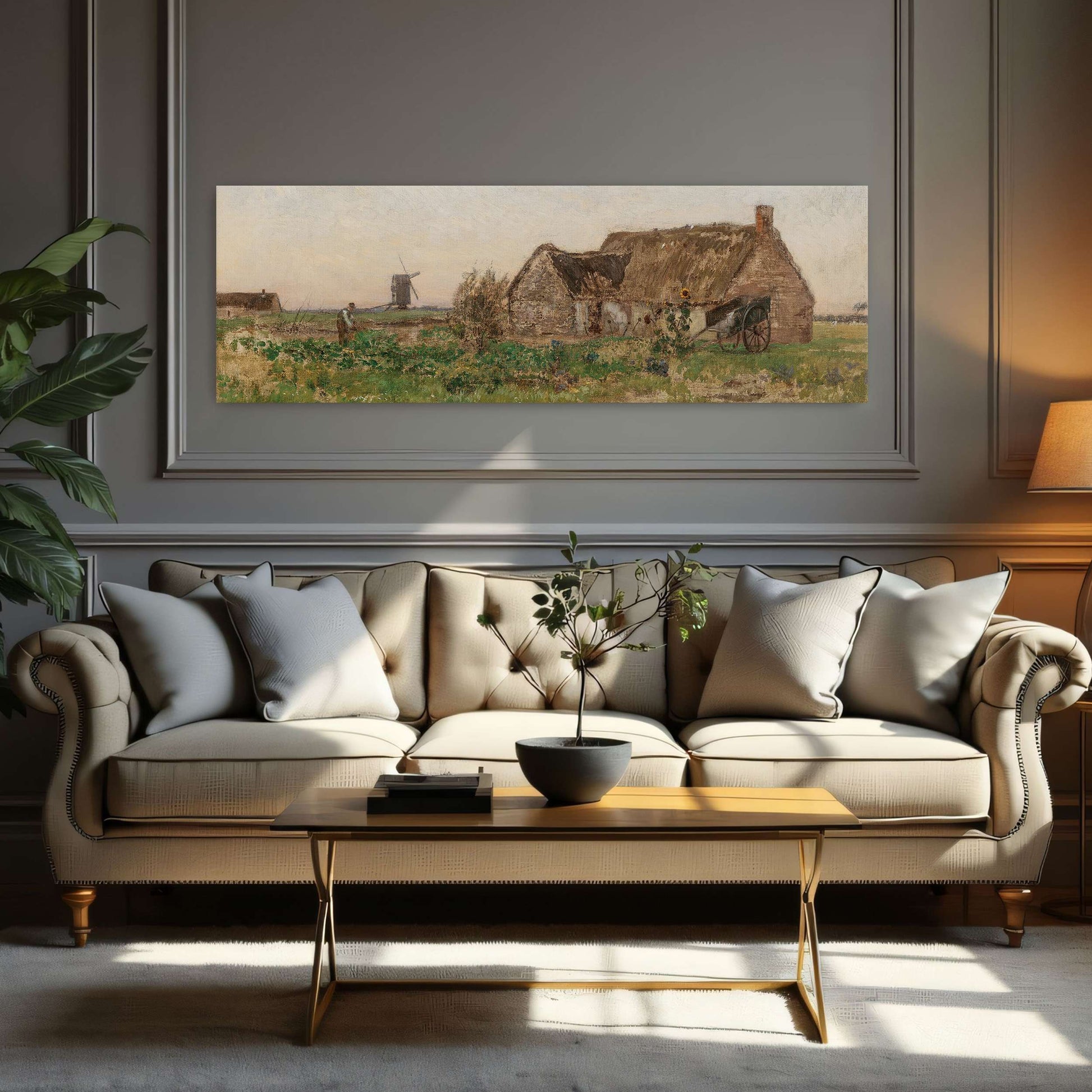 Rural scene with farmhouse, windmill by Eugen Jettel