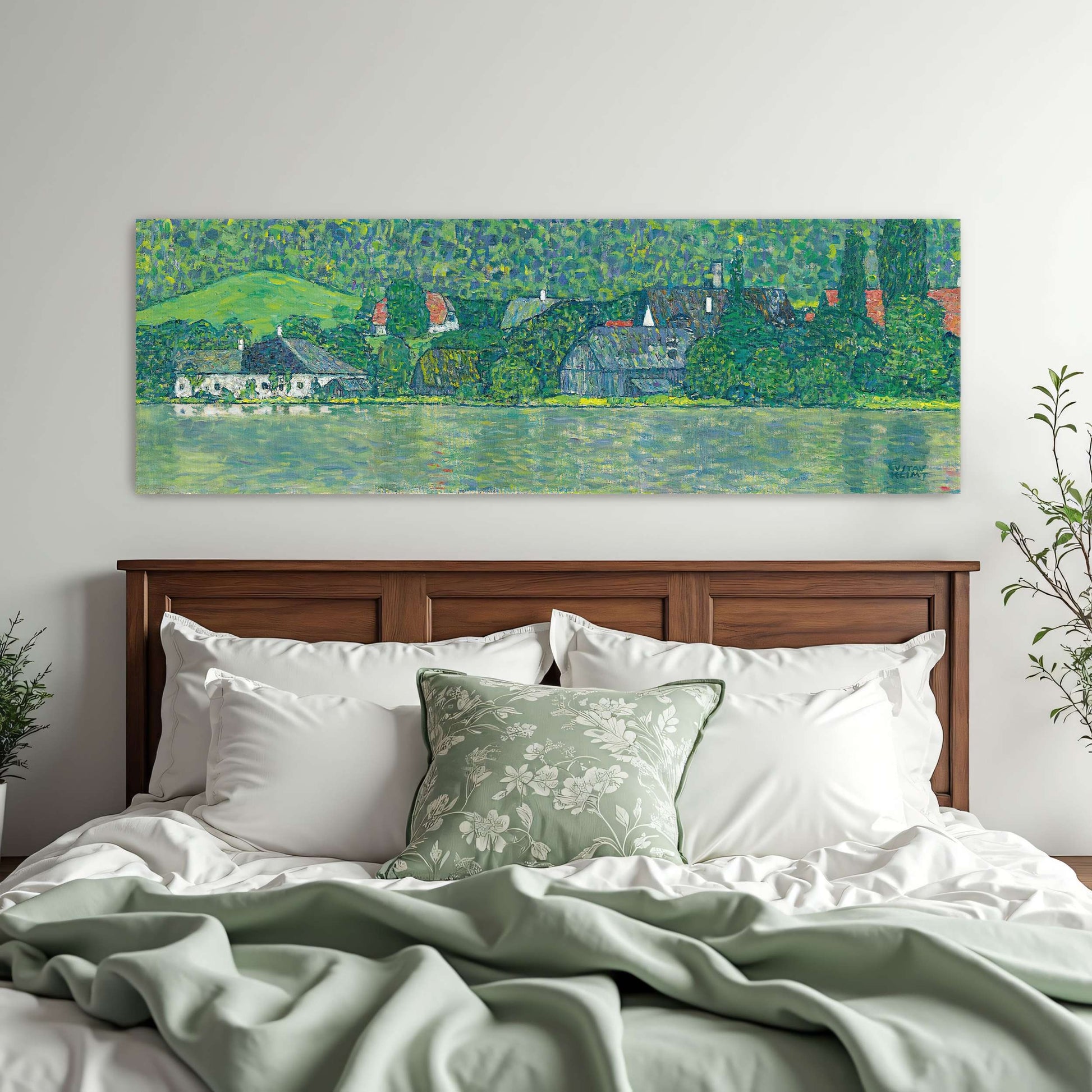 Village by a Lake with Green Hills by Gustav Klimt