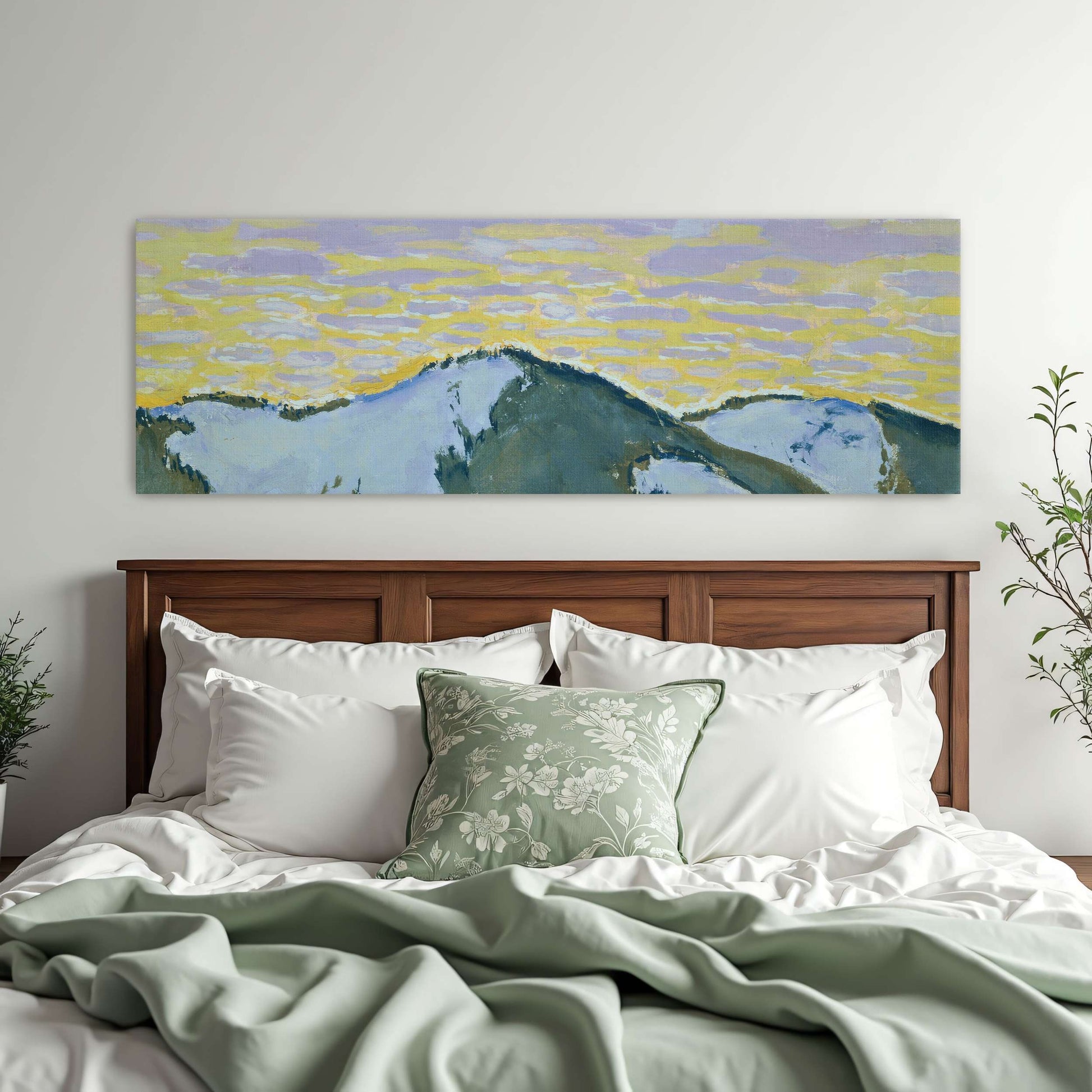 Snowy mountain peaks at dusk by Koloman Moser