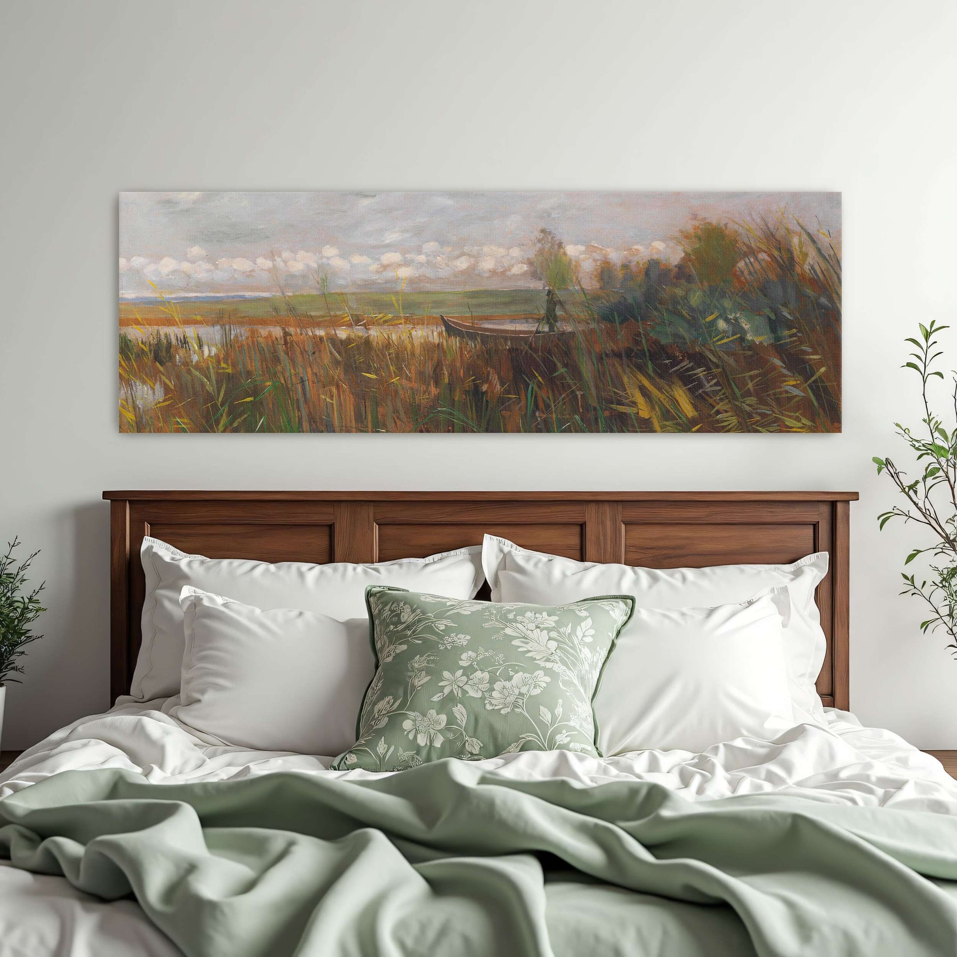 A boat in a marsh with reeds by Karl Hagemeister