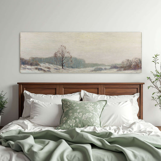 Snowy winter landscape with a lone tree by Leonard Ochtman
