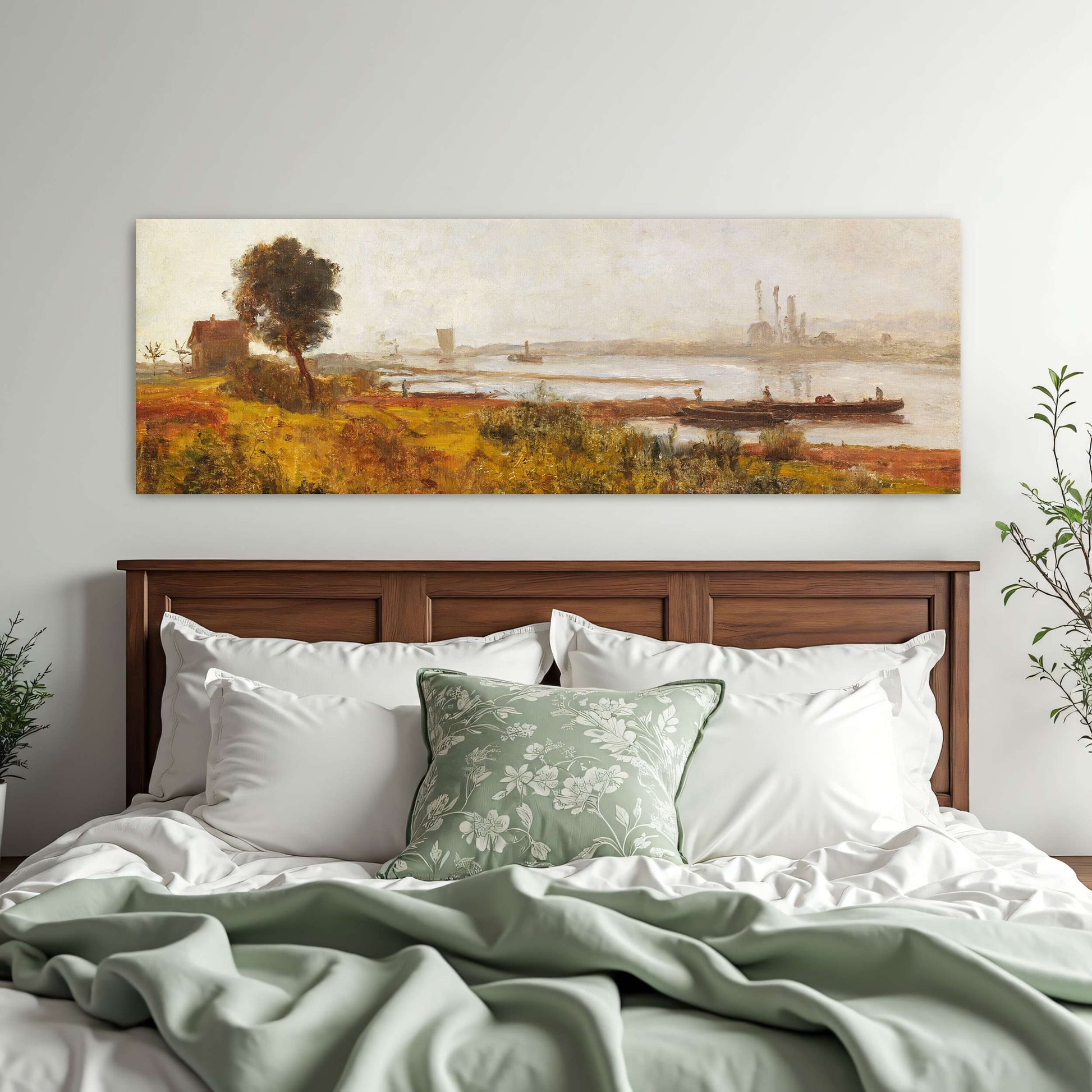 River Landscape with Boats and a House by Paul Baum