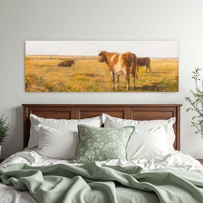 cows in a field, brown and white, rural landscape by Eugen Jettel