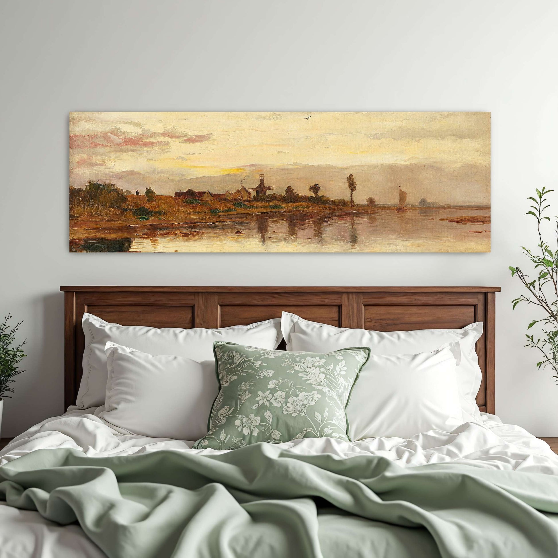 Sunset over a Dutch Canal with Windmill by Paul Baum