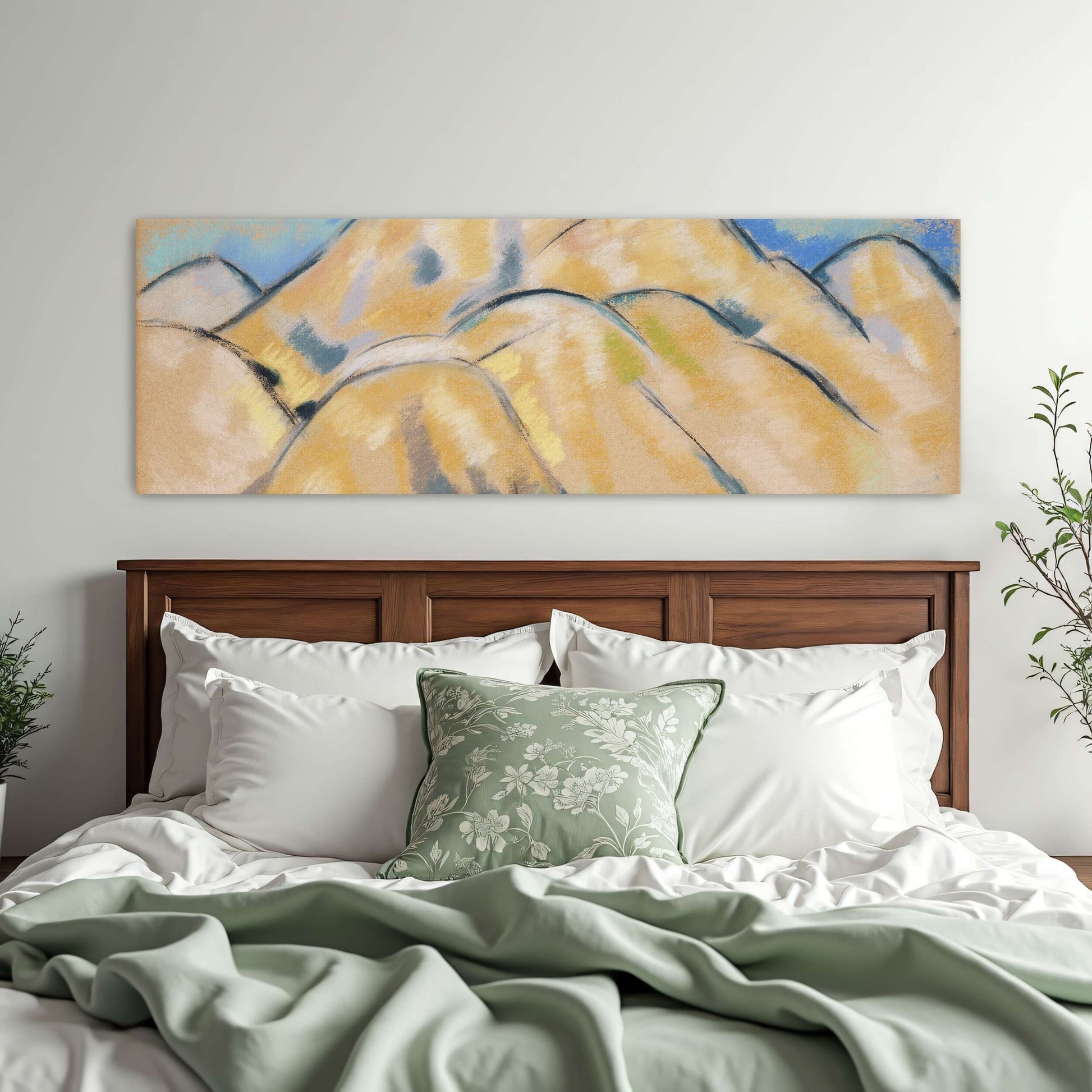 Pastel painting of hills and houses by Marsden Hartley