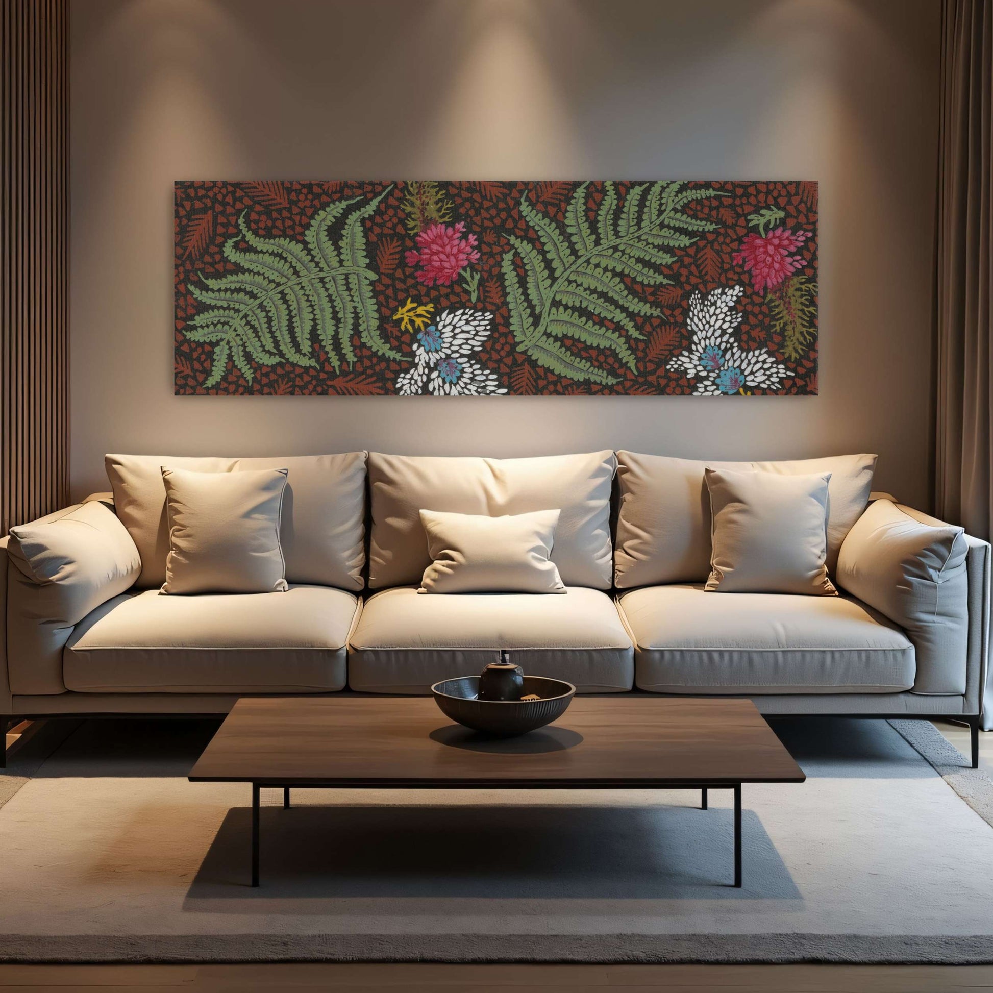 Fern and flower textile design by Yara Rabibzad