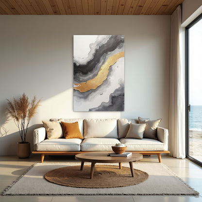 Abstract Gold And Grey Swirls By Yara Rabibzad