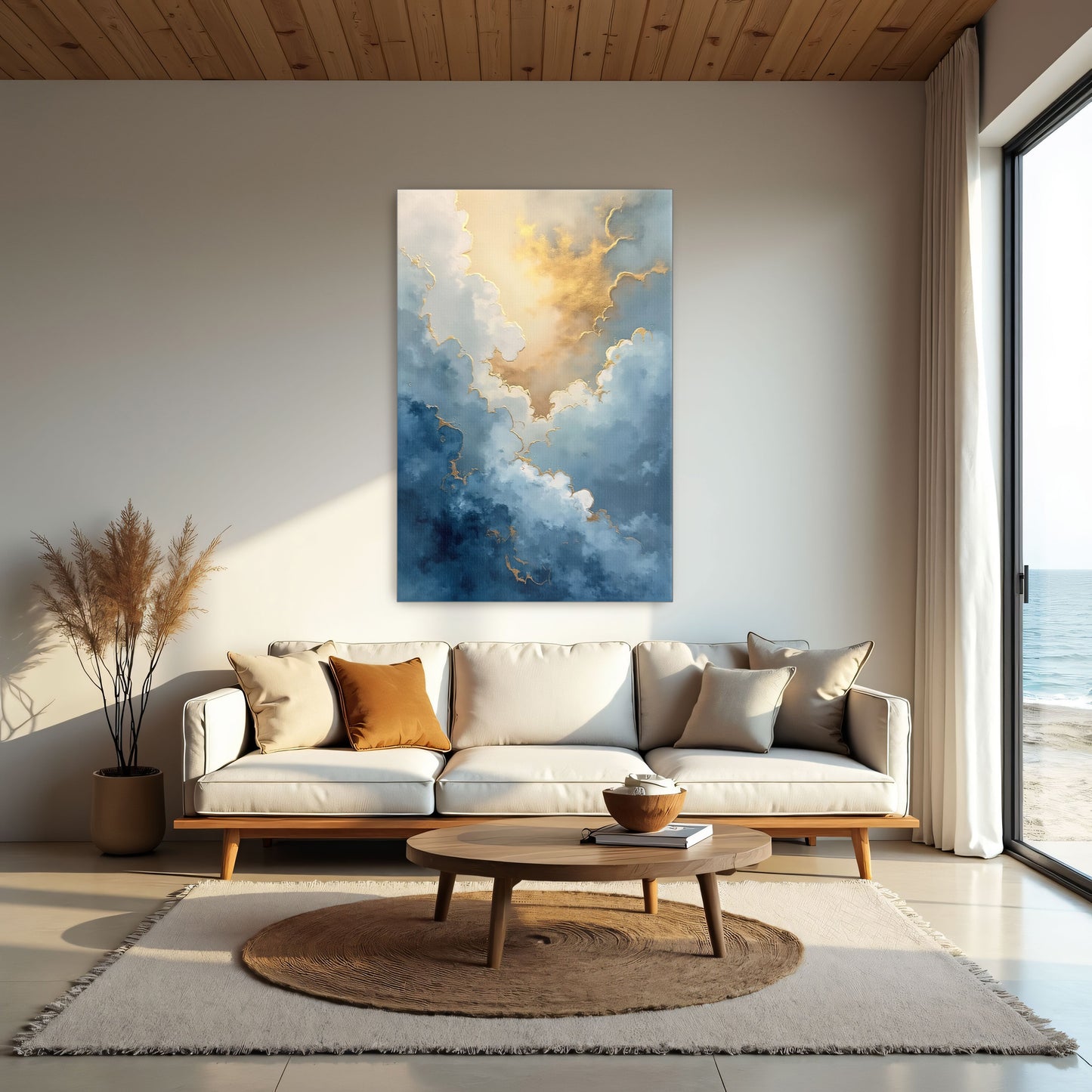 Golden Cloudscape Abstract Painting By Yara Rabibzad