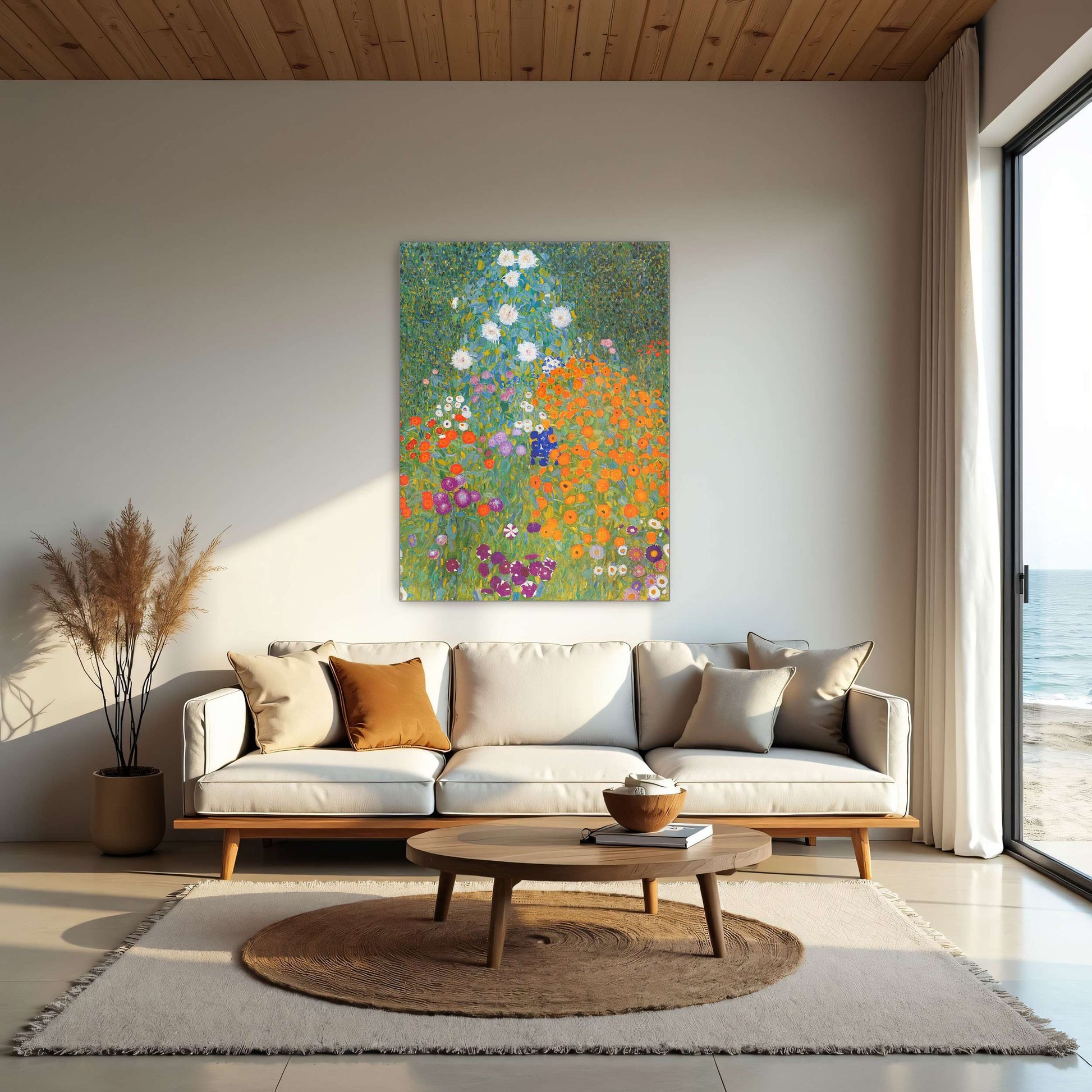 A vibrant garden with colorful flowers by Gustav Klimt