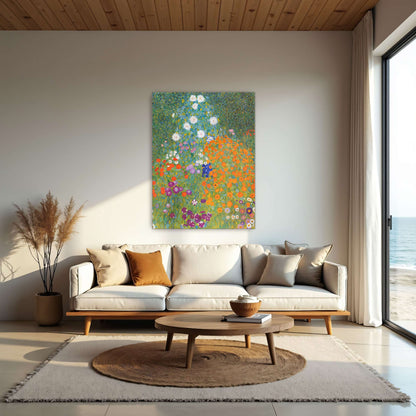 A vibrant garden with colorful flowers by Gustav Klimt