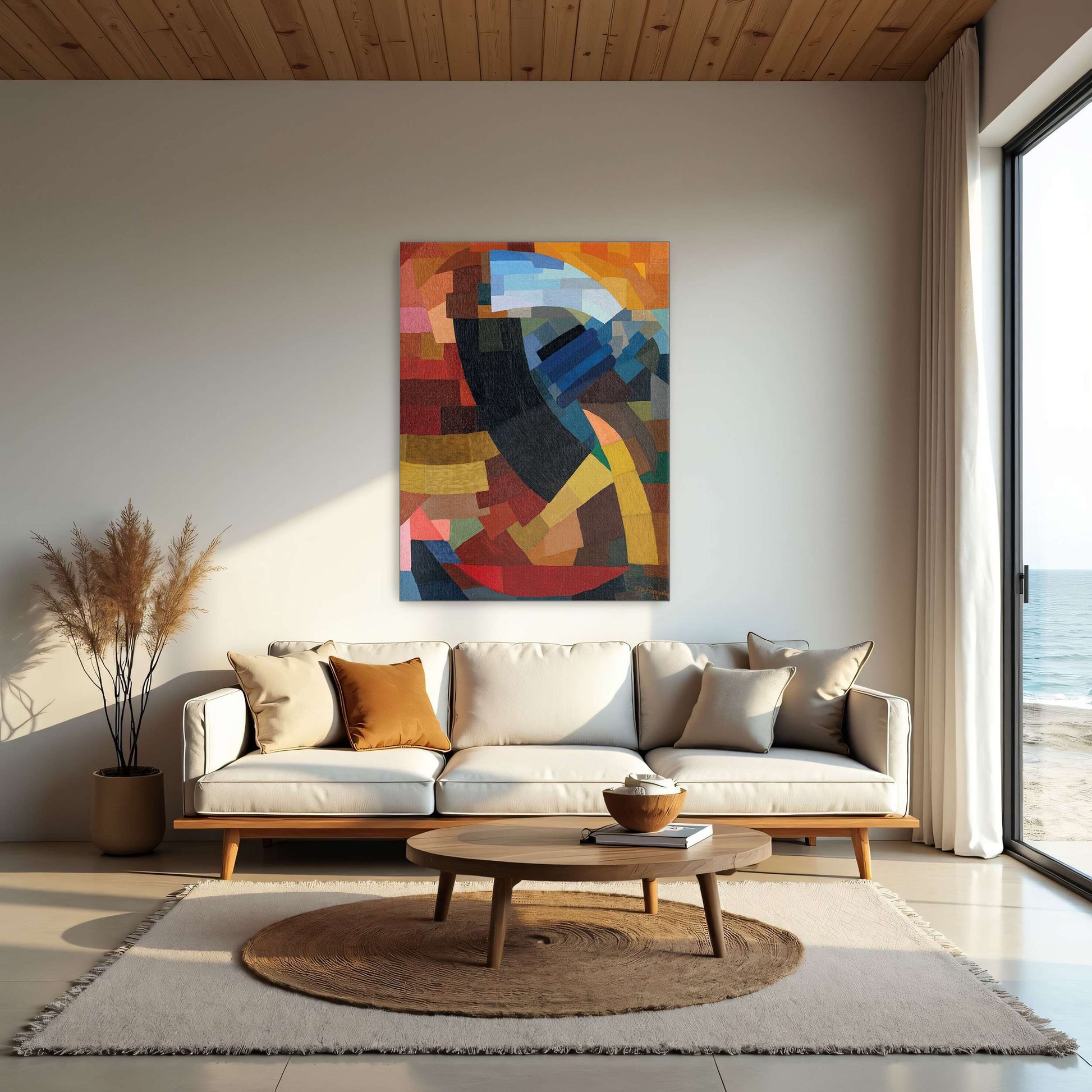 Abstract geometric art with curved lines by Otto Freundlich