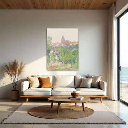 Village landscape with church tower by Paul Baum