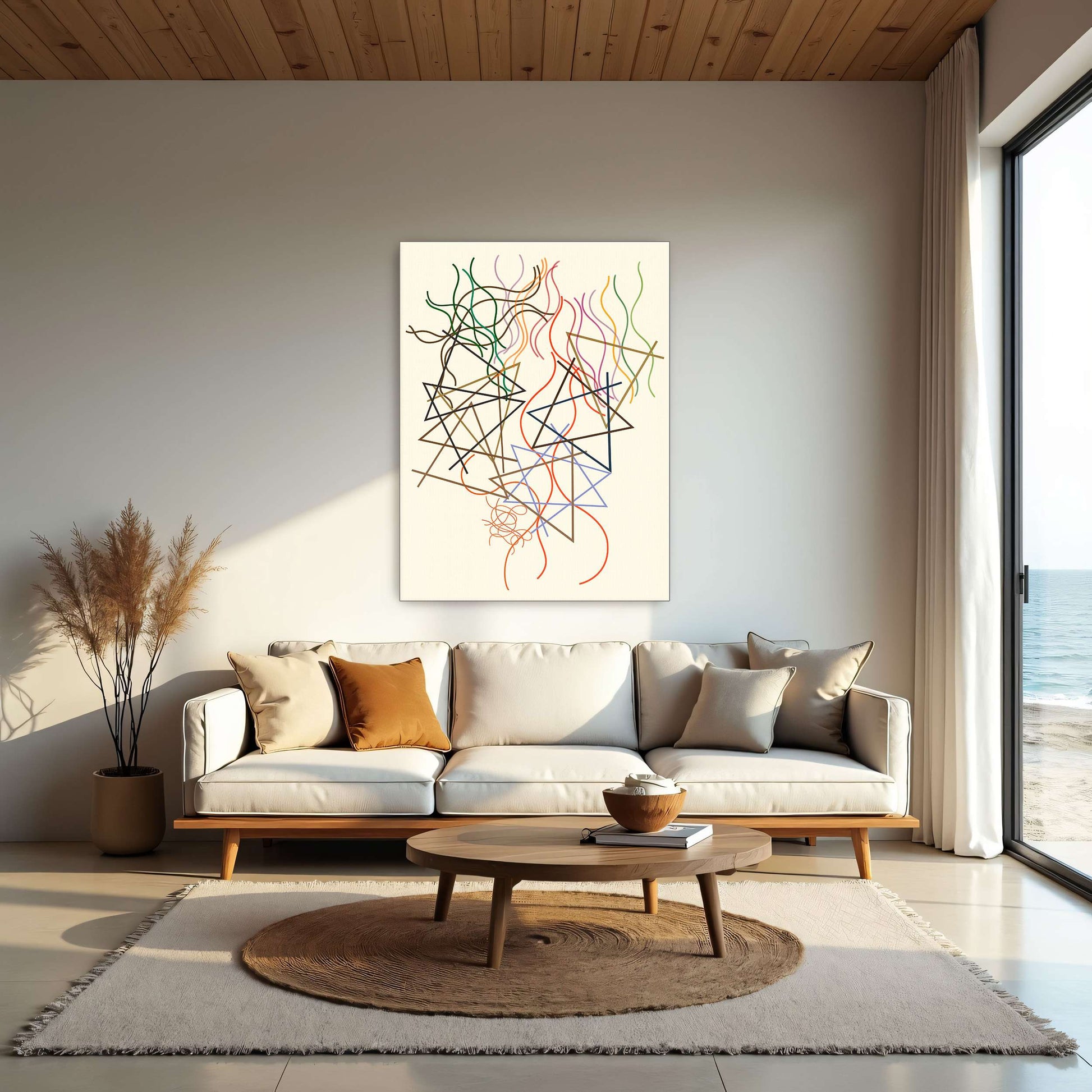Abstract art with lines and triangles by Myriam Thyes