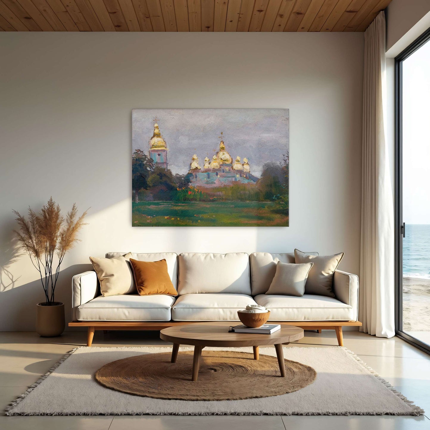 Church with Golden Domes in Landscape by Jan Stanislawski