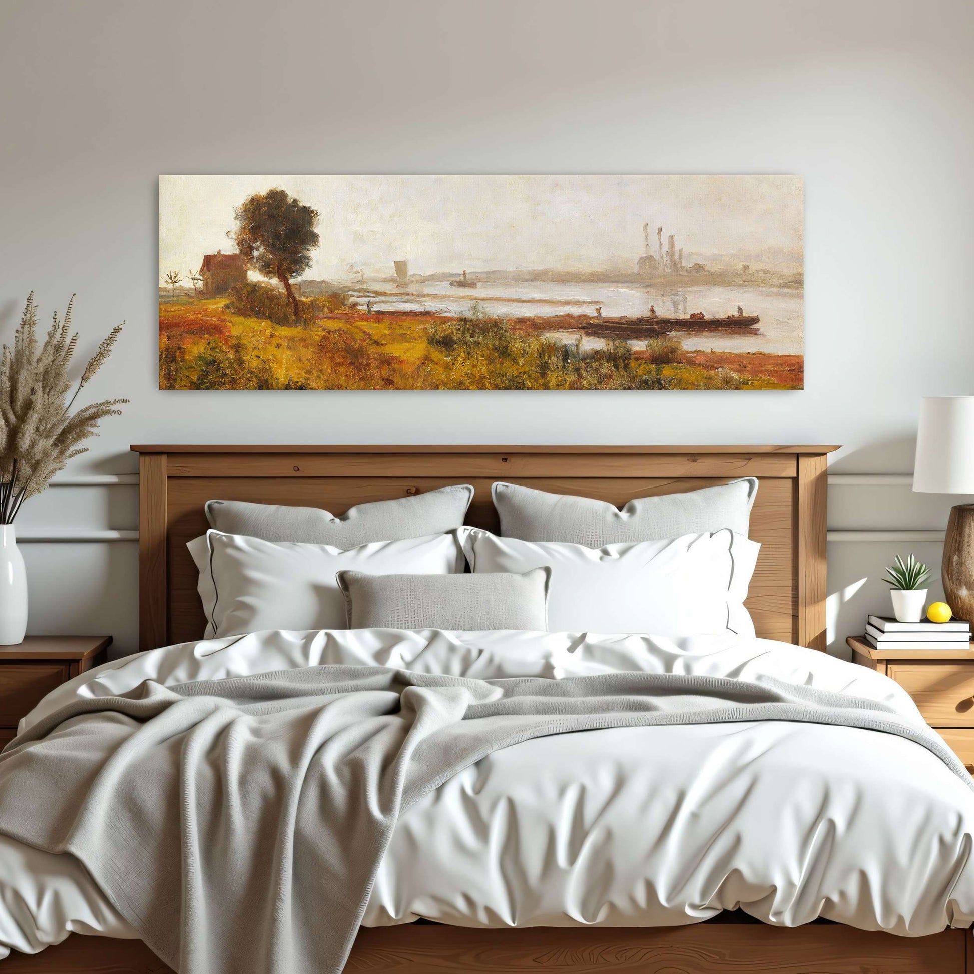 River Landscape with Boats and a House by Paul Baum