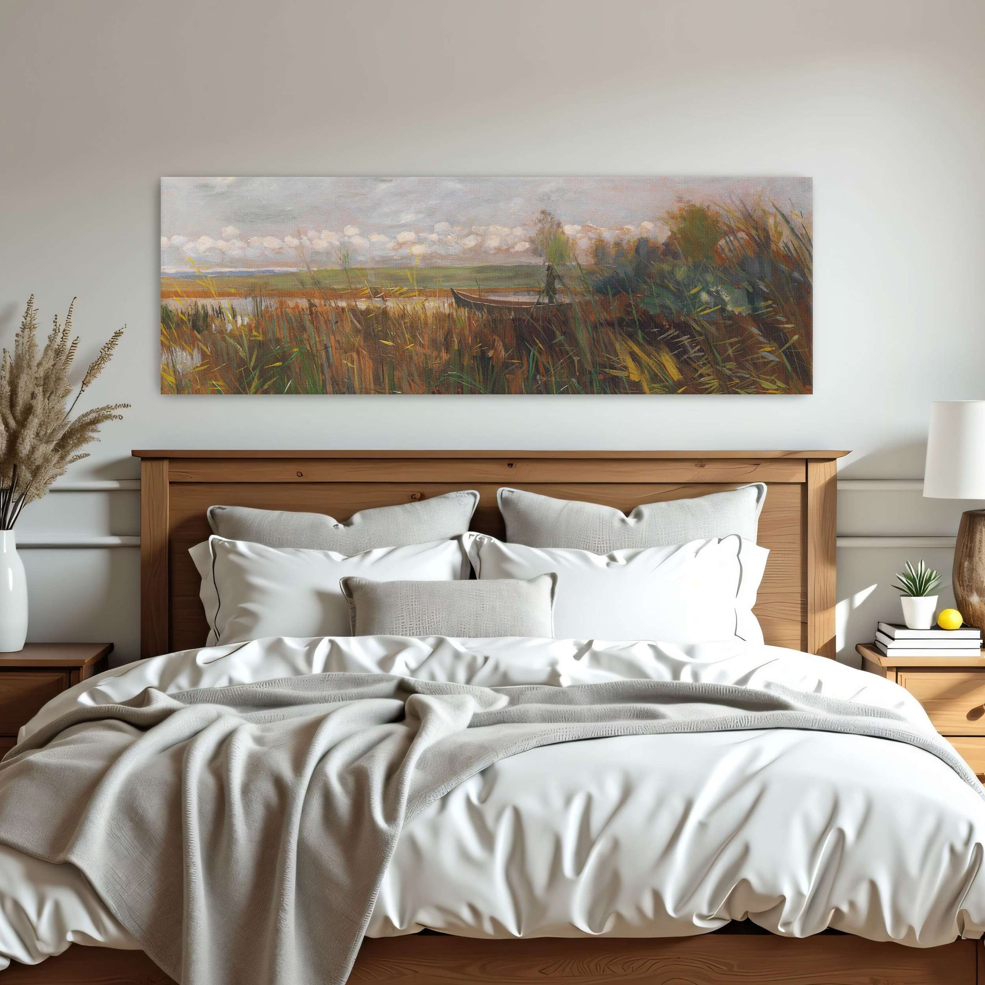 A boat in a marsh with reeds by Karl Hagemeister