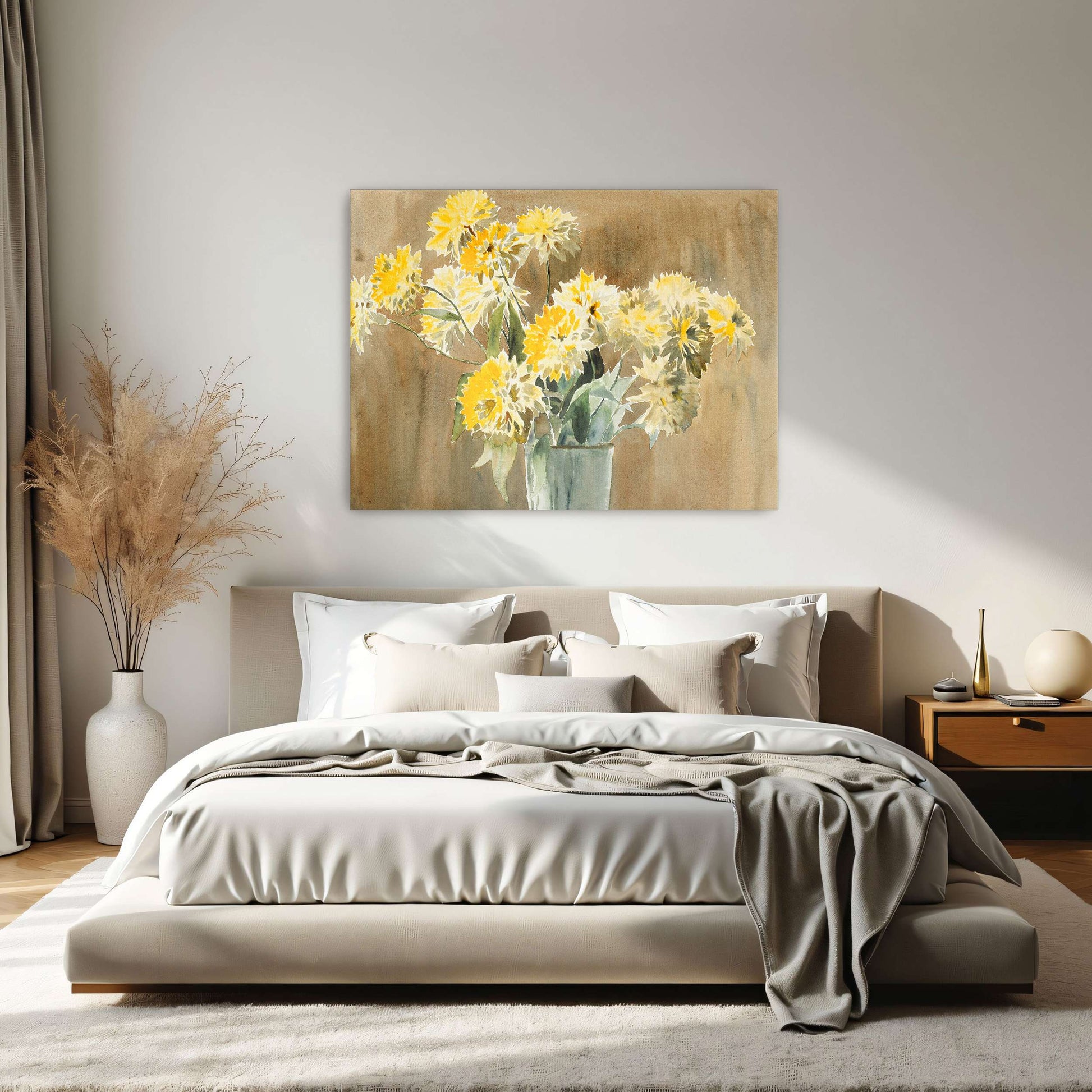 Yellow flowers in vase by Hannah Borger Overbeck