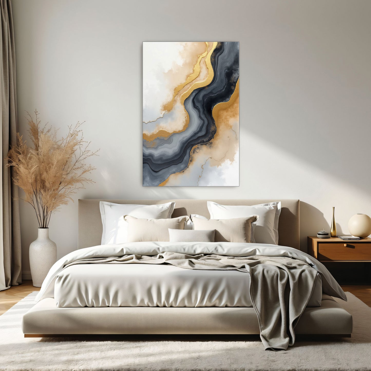 Abstract Gold And Grey Swirls By Yara Rabibzad