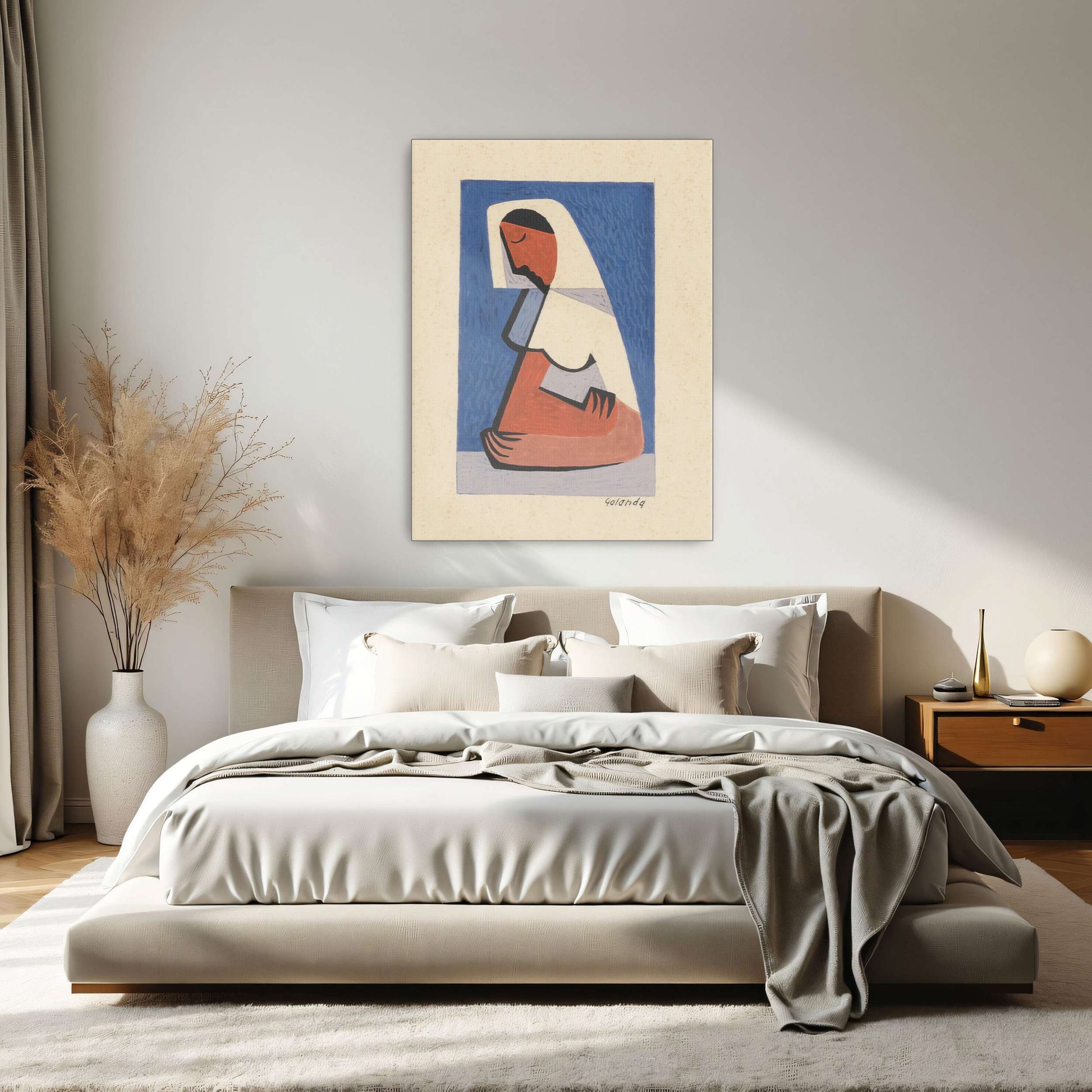 Cubist Style Portrait Of Woman In White By Mikuláš Galanda