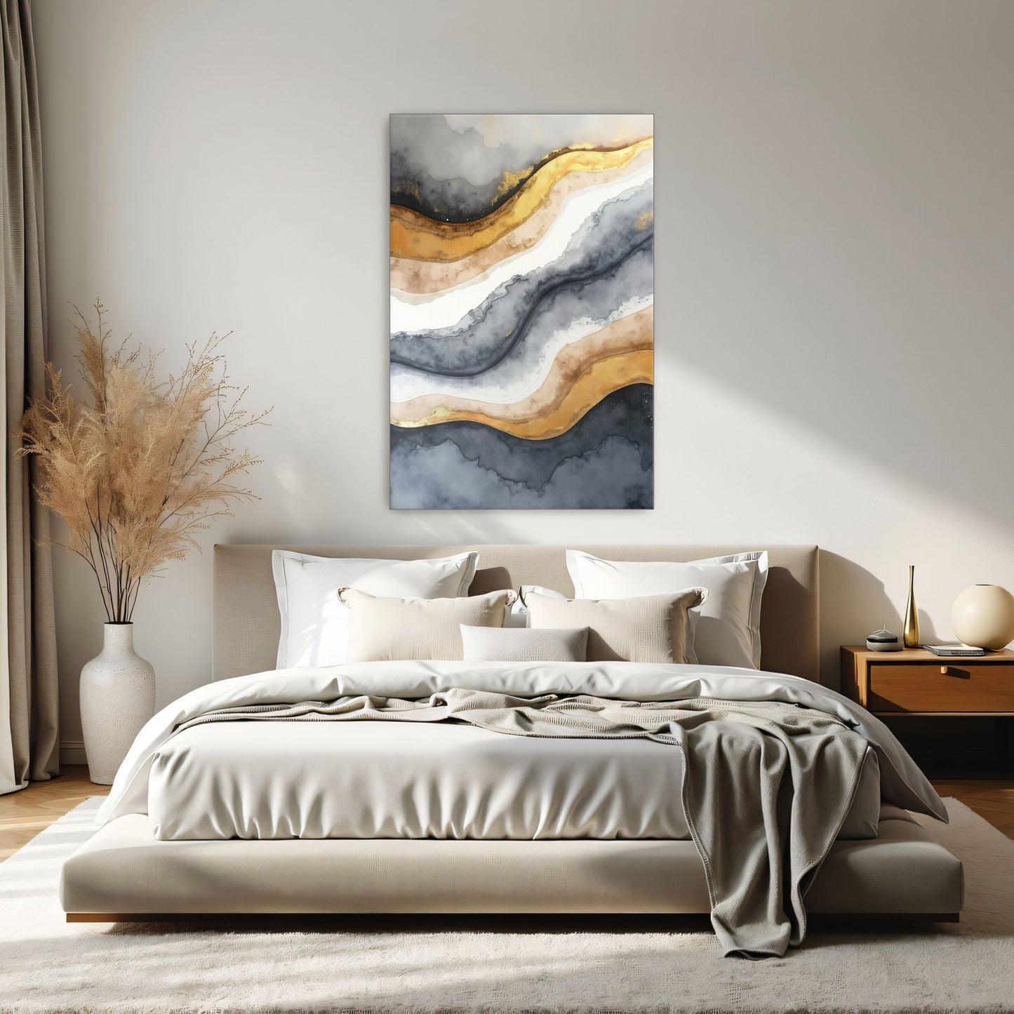 Abstract Gold And Grey Swirls By Yara Rabibzad