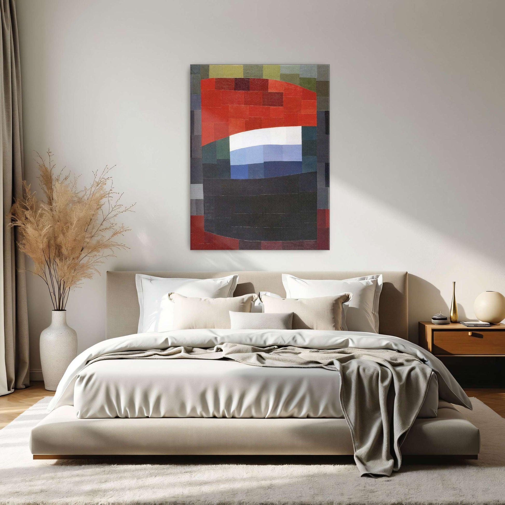 Abstract geometric art with red, white, and blue by Otto Freundlich