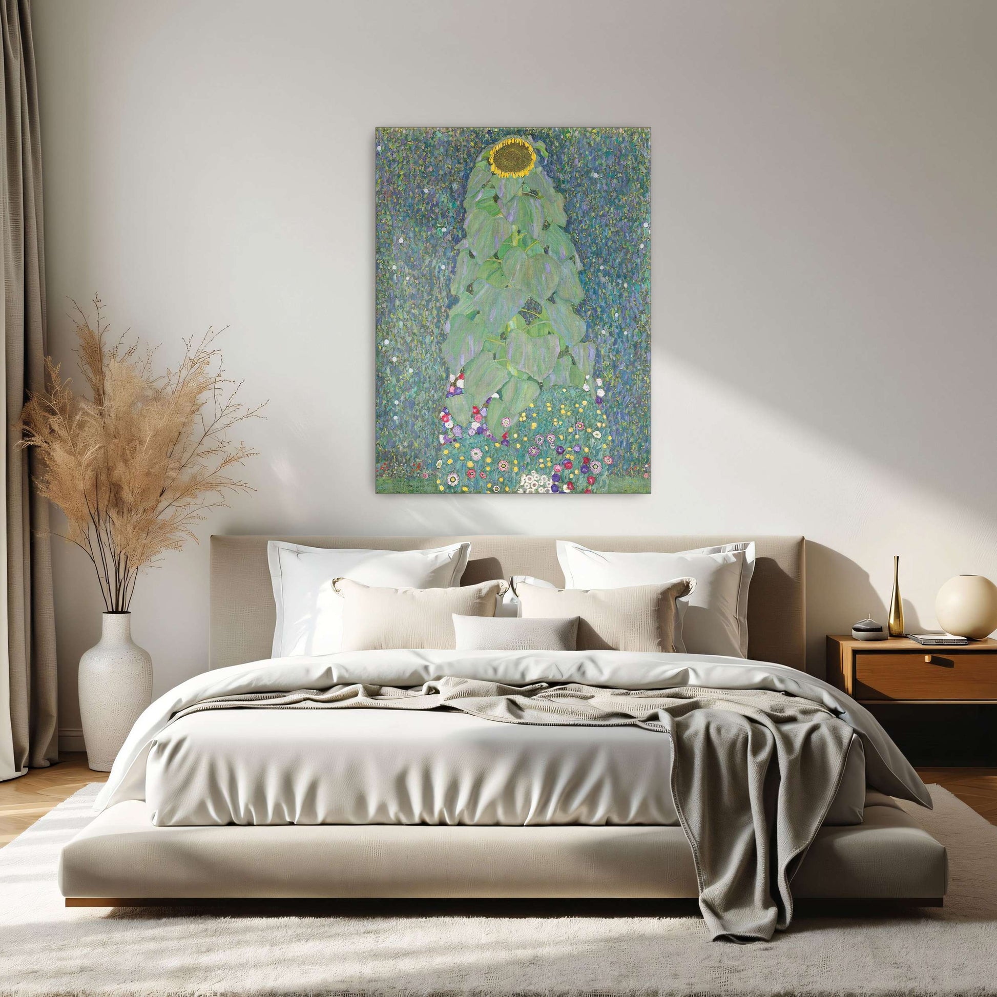 A single sunflower in a field of flowers by Gustav Klimt