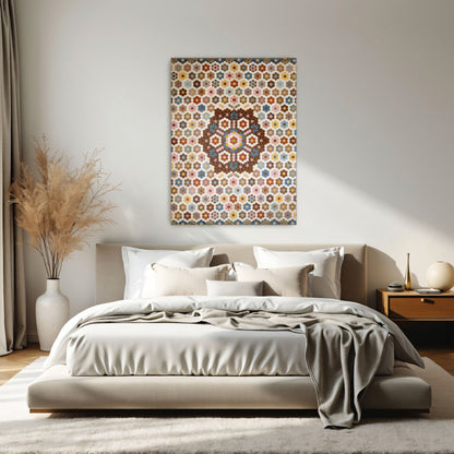 Honeycomb Quilt Patterned Floral Design By Elizabeth Van Horne Clarkson