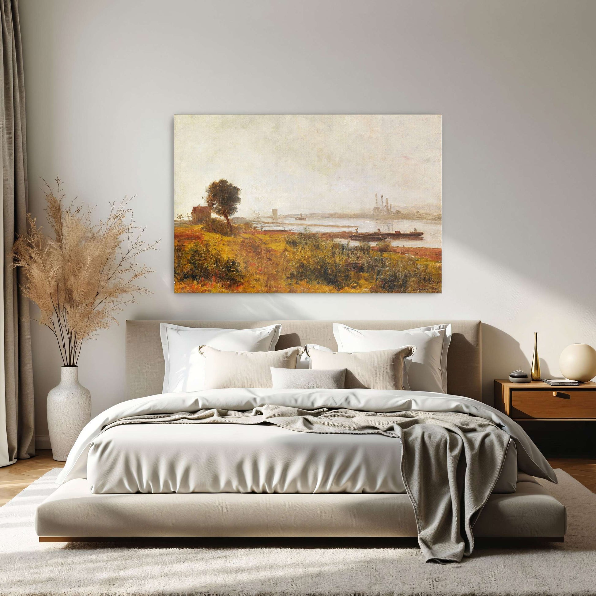 River Landscape with Boats and a House by Paul Baum