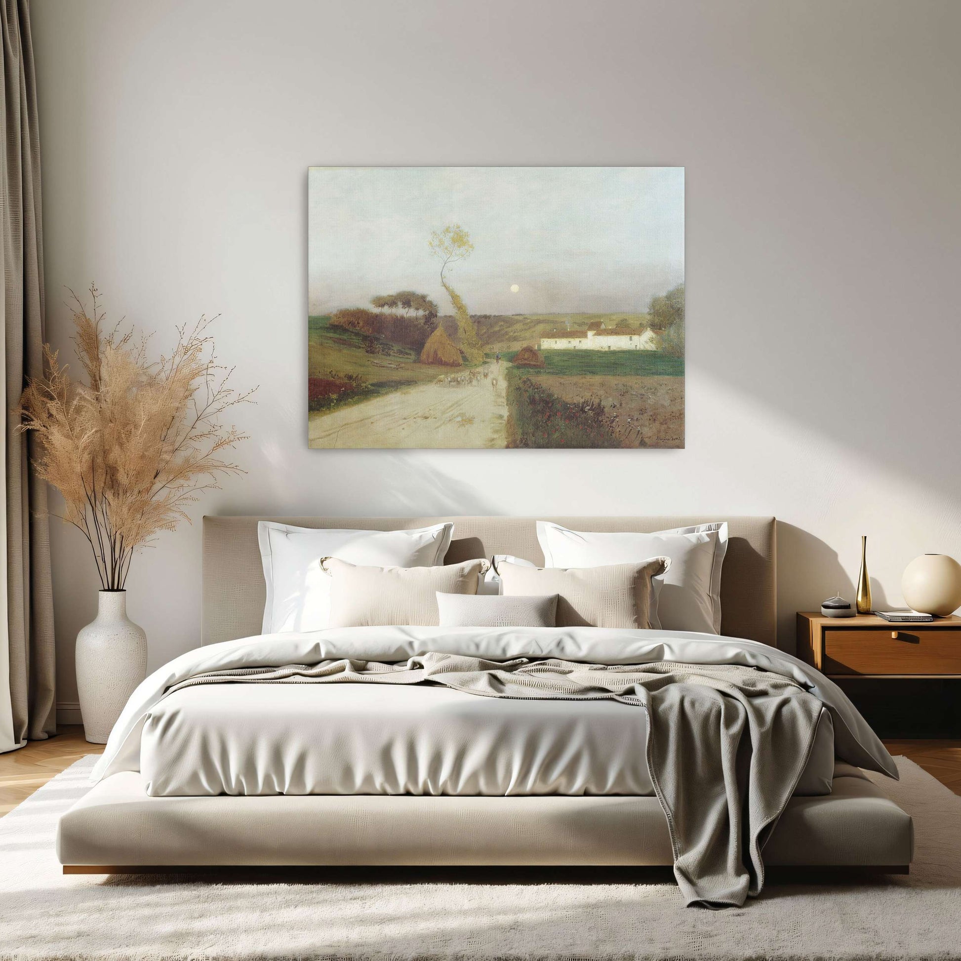 Countryside scene with moon and sheep by Eugen Jettel