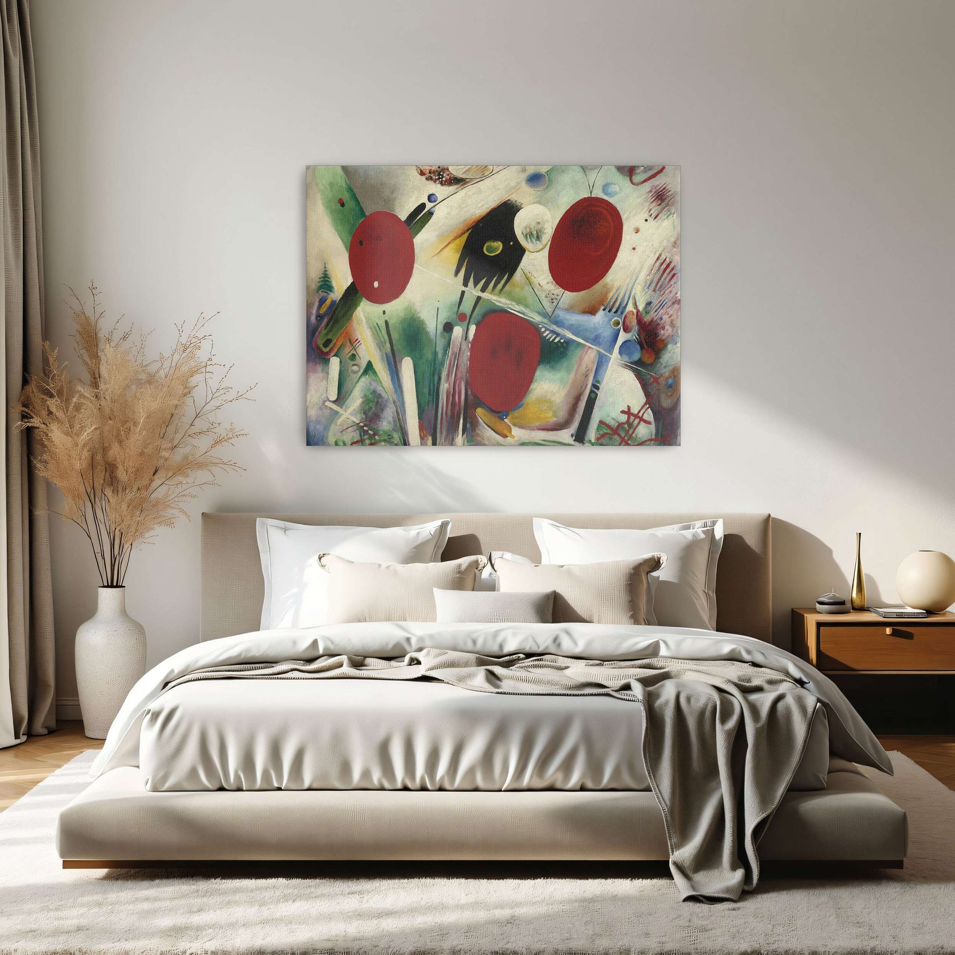 Abstract Composition With Red Circles And Black Shapes By Rudolf Bauer