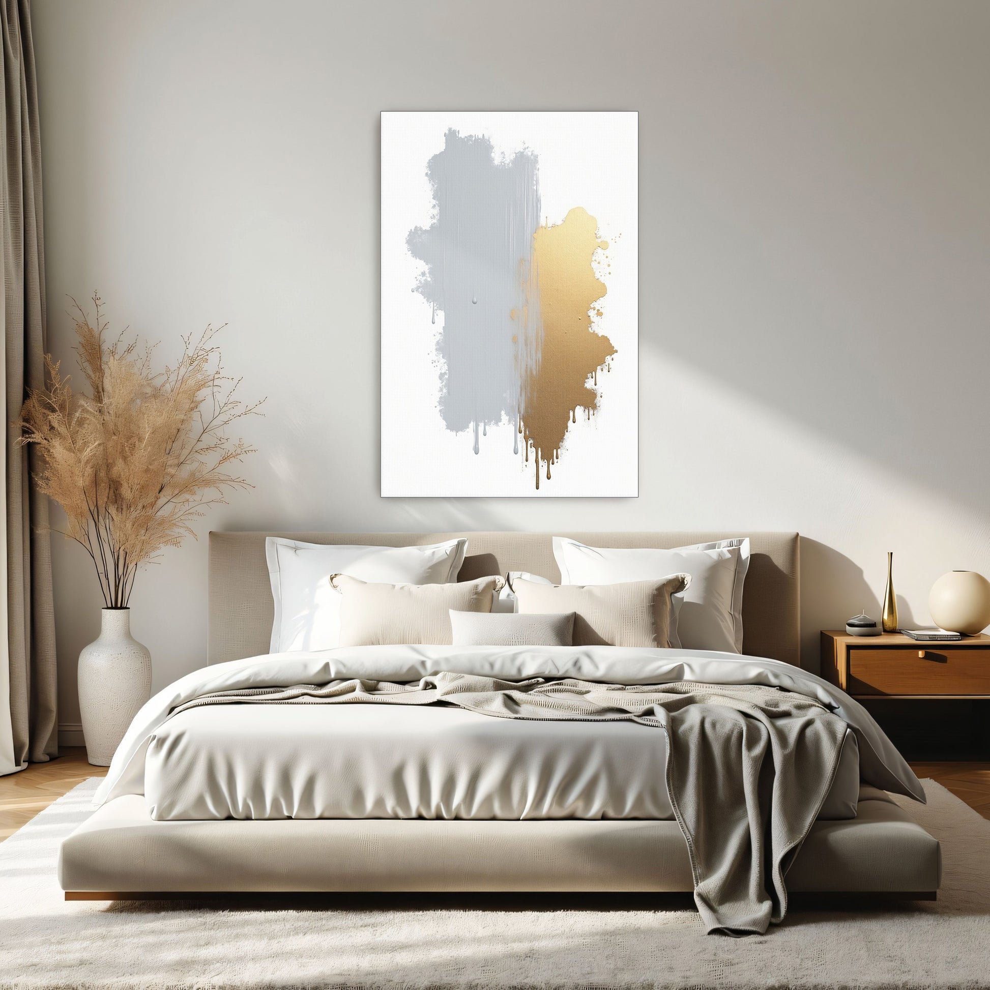 Abstract Gold And Silver Dripping Paint By Yara Rabibzad